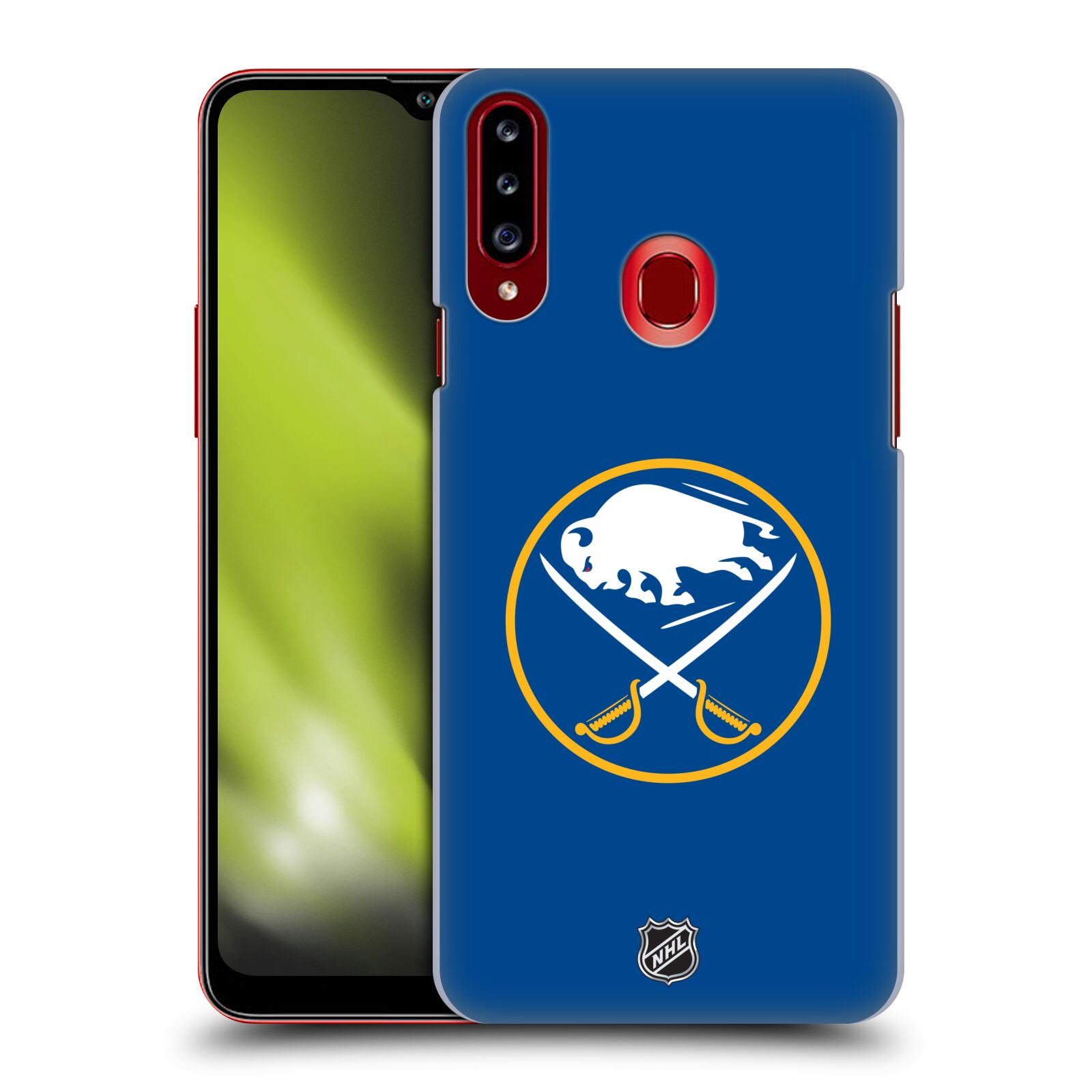 Pouzdro na mobil Samsung Galaxy A20s - HEAD CASE - Hokej NHL - Buffalo Sabres - modré pozadí