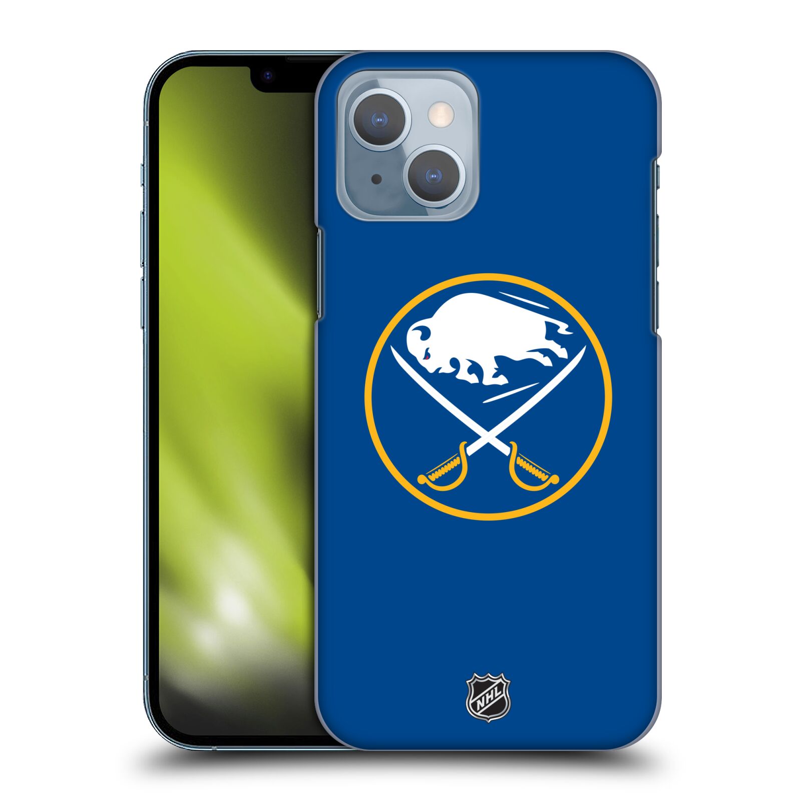 Pouzdro na mobil Apple Iphone 14 - HEAD CASE - Hokej NHL - Buffalo Sabres - modré pozadí