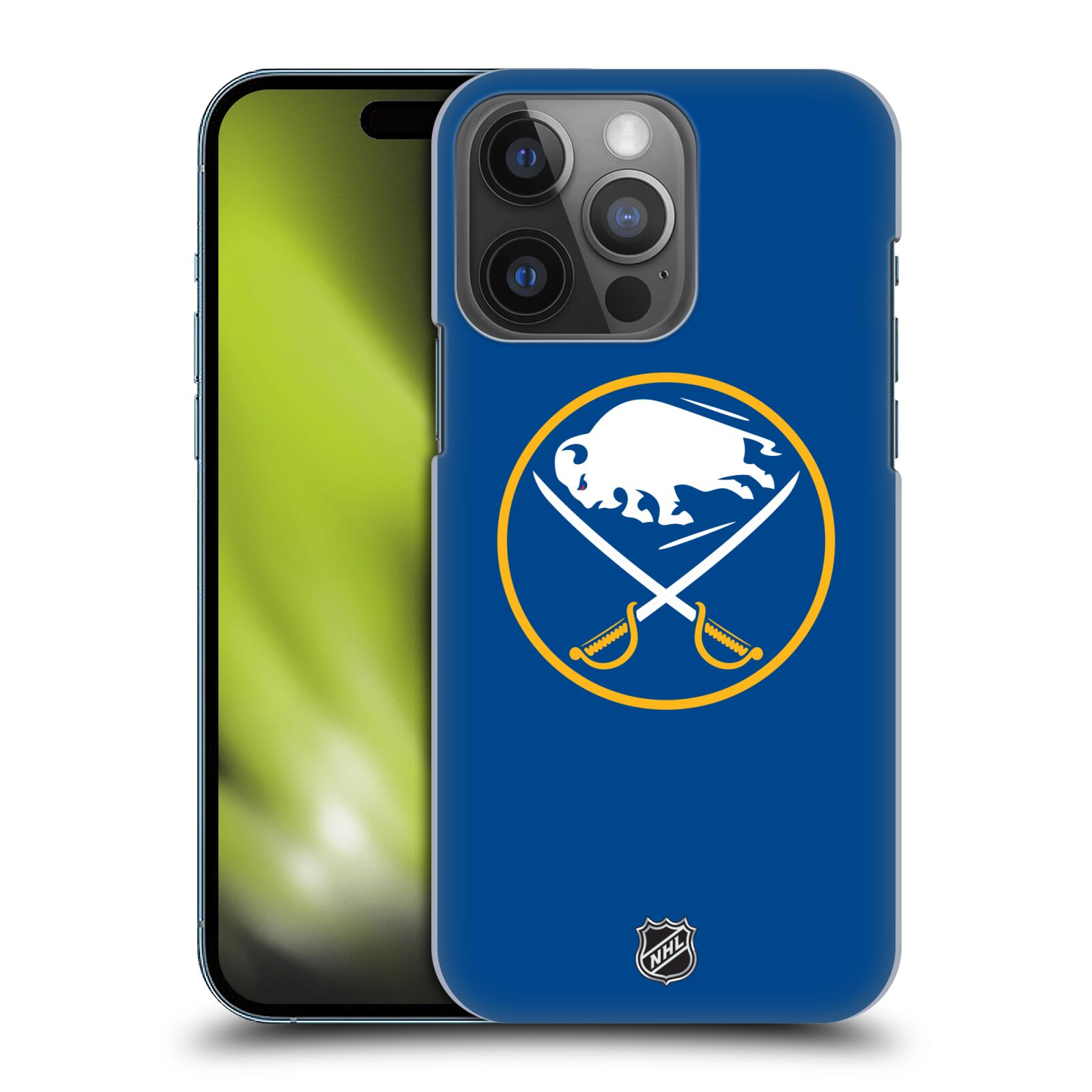 Pouzdro na mobil Apple Iphone 14 PRO - HEAD CASE - Hokej NHL - Buffalo Sabres - modré pozadí