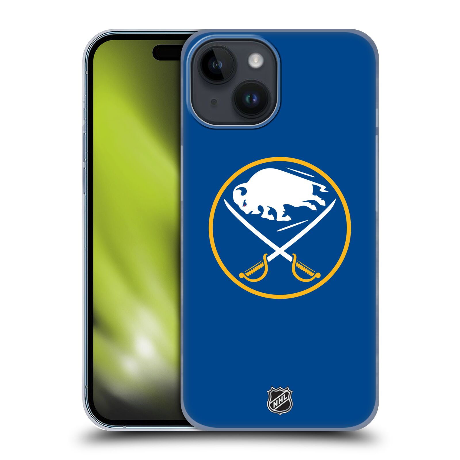 Plastový obal HEAD CASE na mobil Apple Iphone 15  Hokej NHL - Buffalo Sabres - modré pozadí