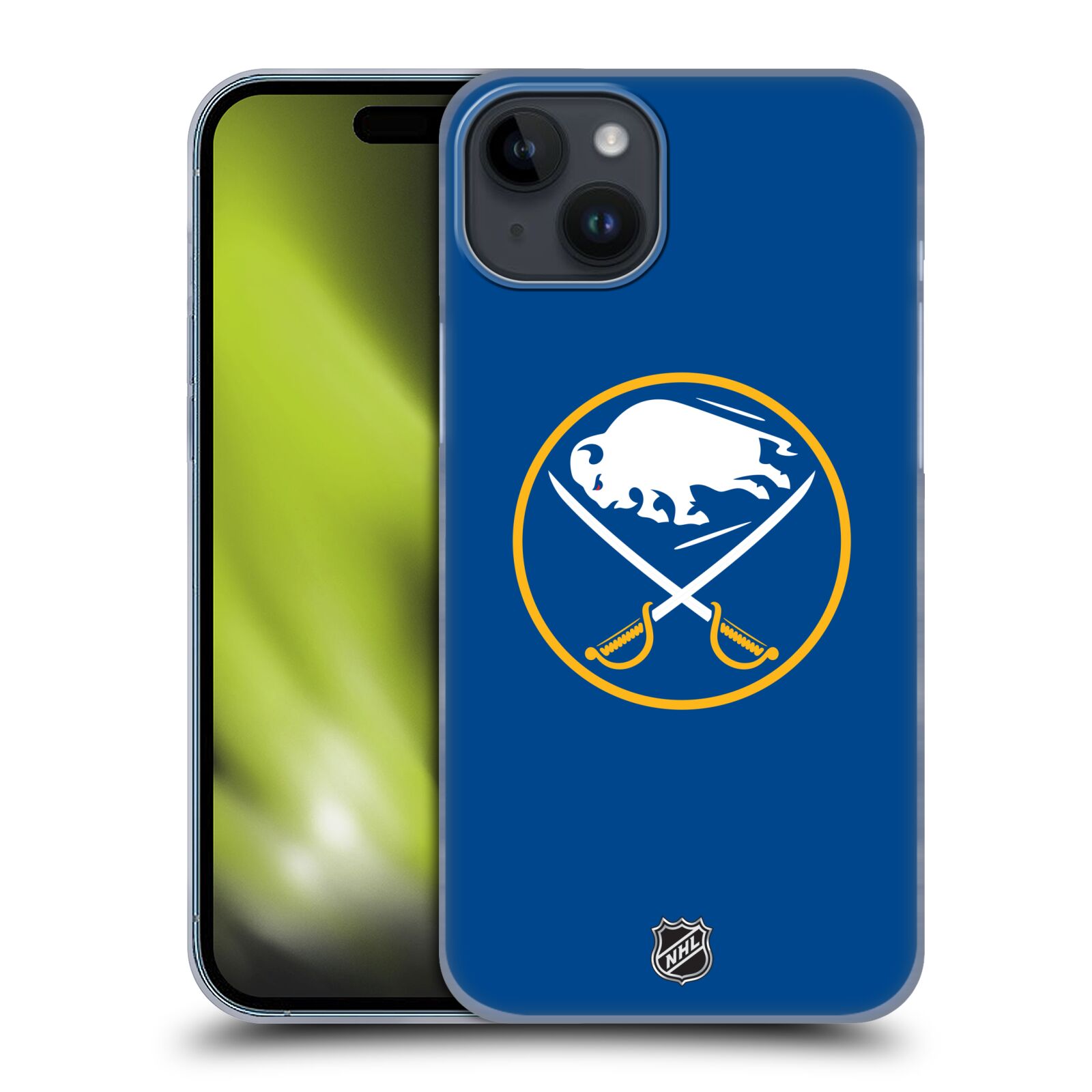 Plastový obal HEAD CASE na mobil Apple Iphone 15 PLUS  Hokej NHL - Buffalo Sabres - modré pozadí