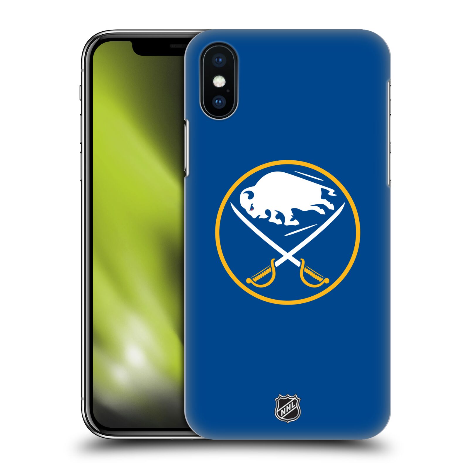 Pouzdro na mobil Apple Iphone X/XS - HEAD CASE - Hokej NHL - Buffalo Sabres - modré pozadí