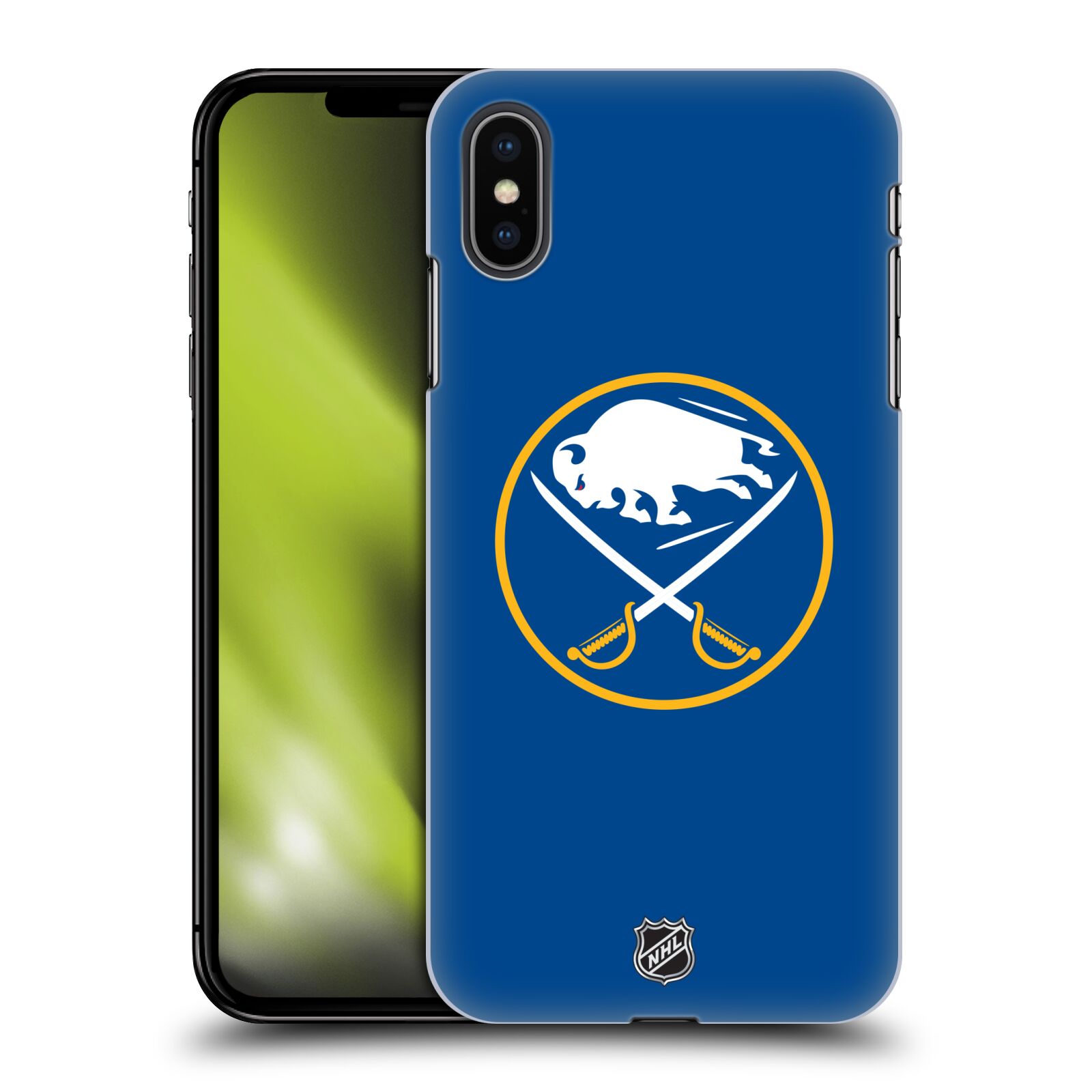 Pouzdro na mobil Apple Iphone XS MAX - HEAD CASE - Hokej NHL - Buffalo Sabres - modré pozadí