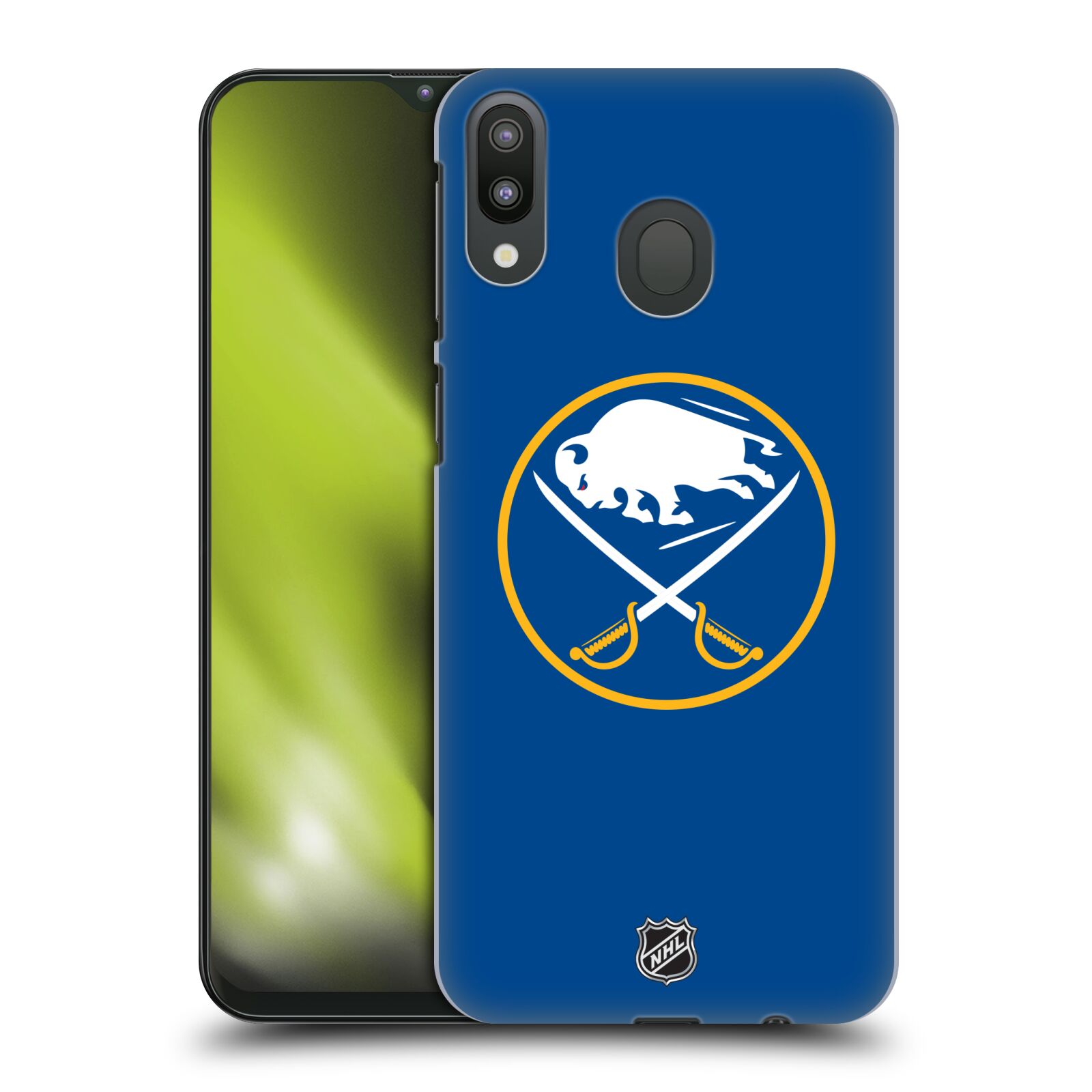 Pouzdro na mobil Samsung Galaxy M20 - HEAD CASE - Hokej NHL - Buffalo Sabres - modré pozadí