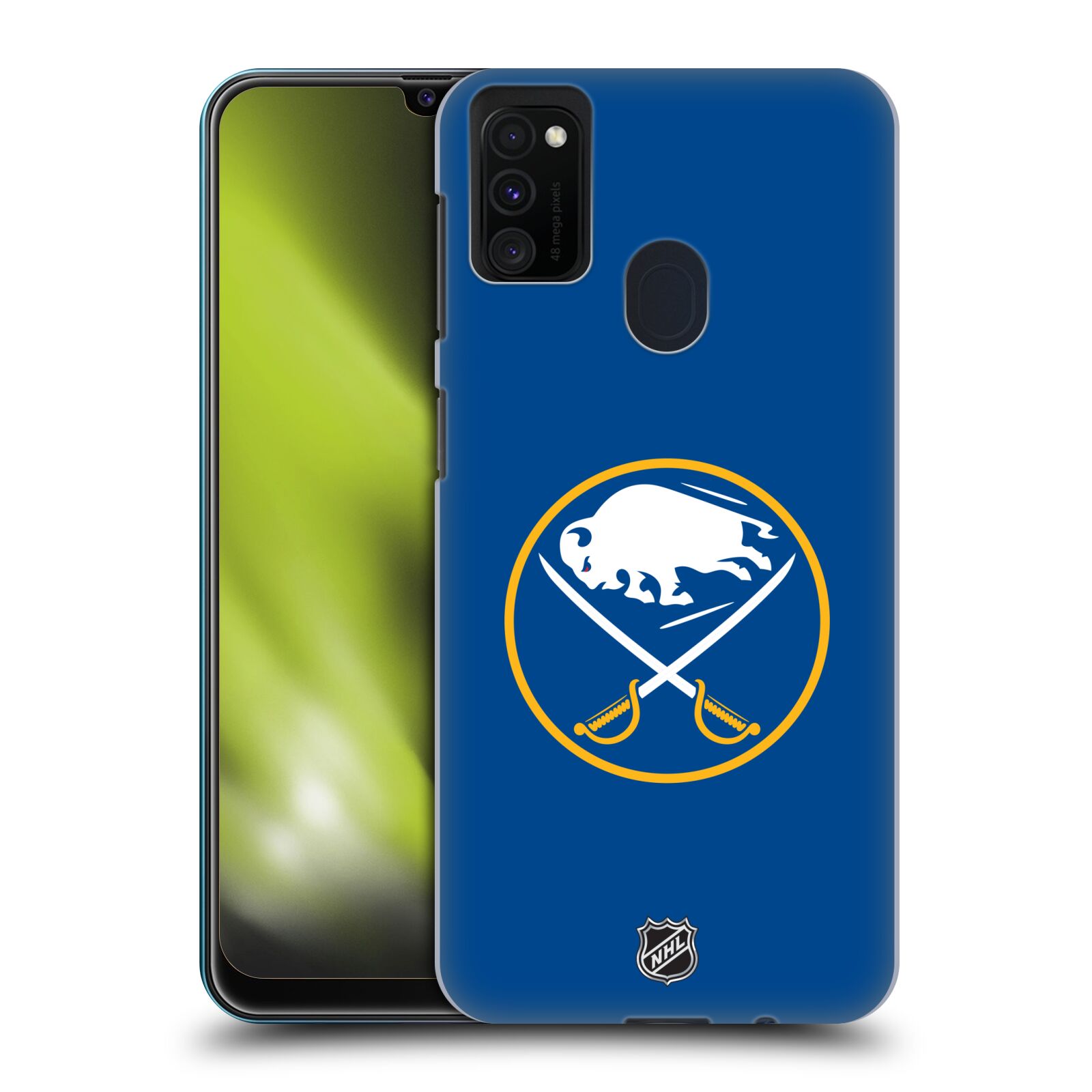 Pouzdro na mobil Samsung Galaxy M21 - HEAD CASE - Hokej NHL - Buffalo Sabres - modré pozadí
