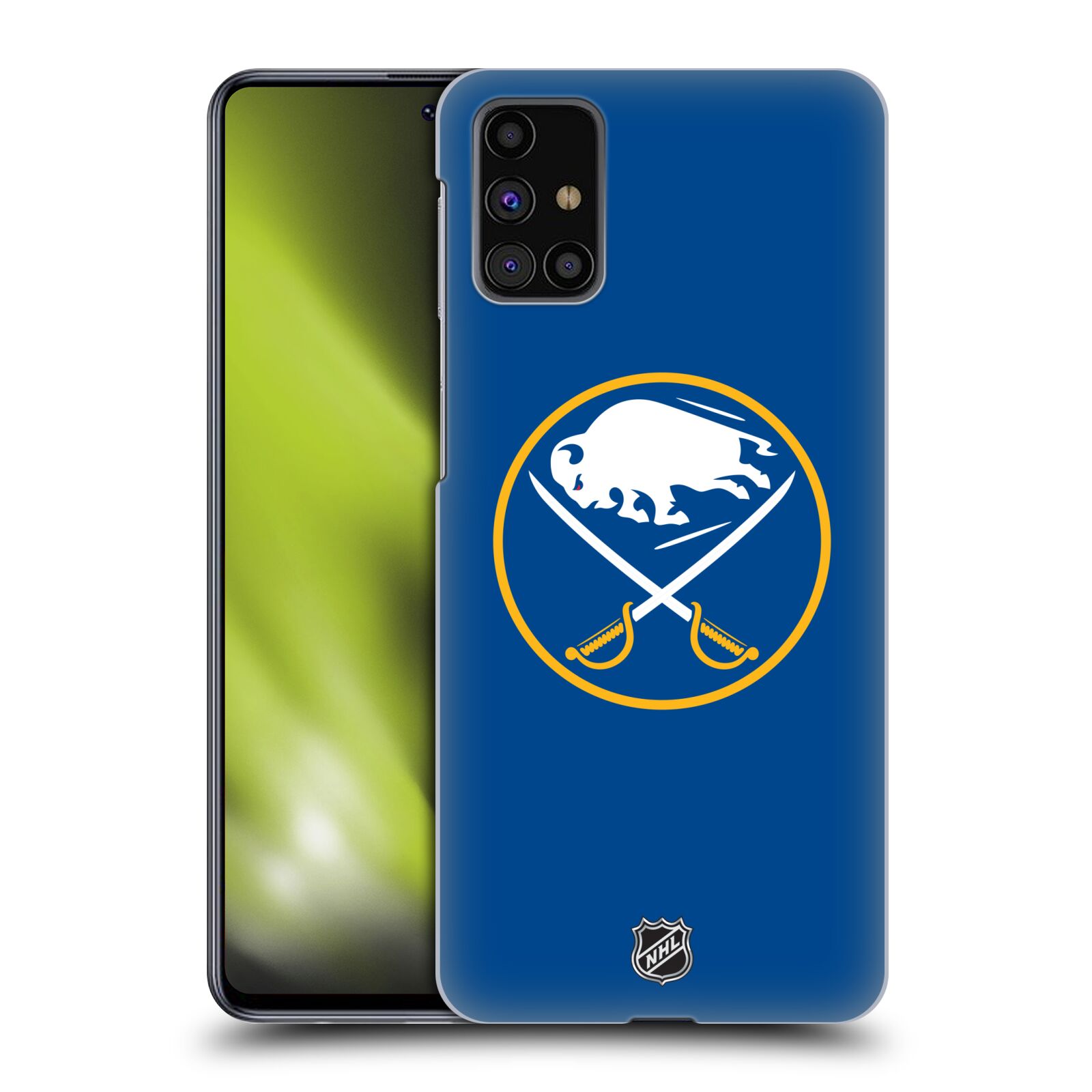Pouzdro na mobil Samsung Galaxy M31s - HEAD CASE - Hokej NHL - Buffalo Sabres - modré pozadí