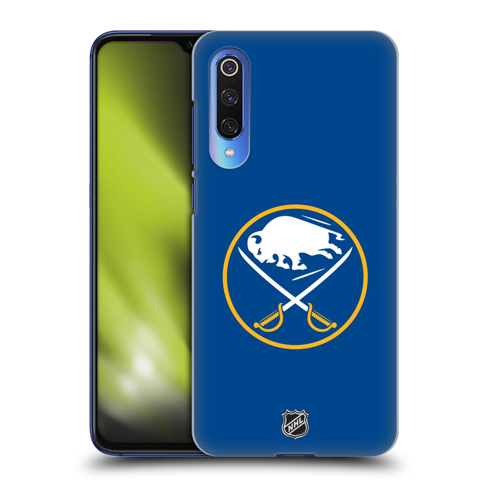 Pouzdro na mobil Xiaomi  Mi 9 SE - HEAD CASE - Hokej NHL - Buffalo Sabres - modré pozadí