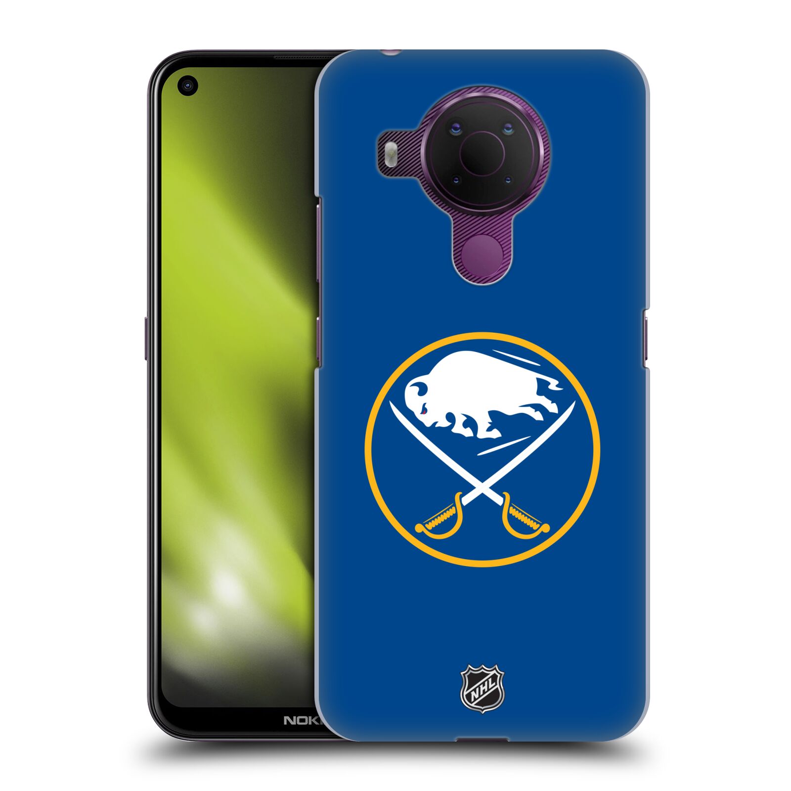 Pouzdro na mobil Nokia 5.4 - HEAD CASE - Hokej NHL - Buffalo Sabres - modré pozadí