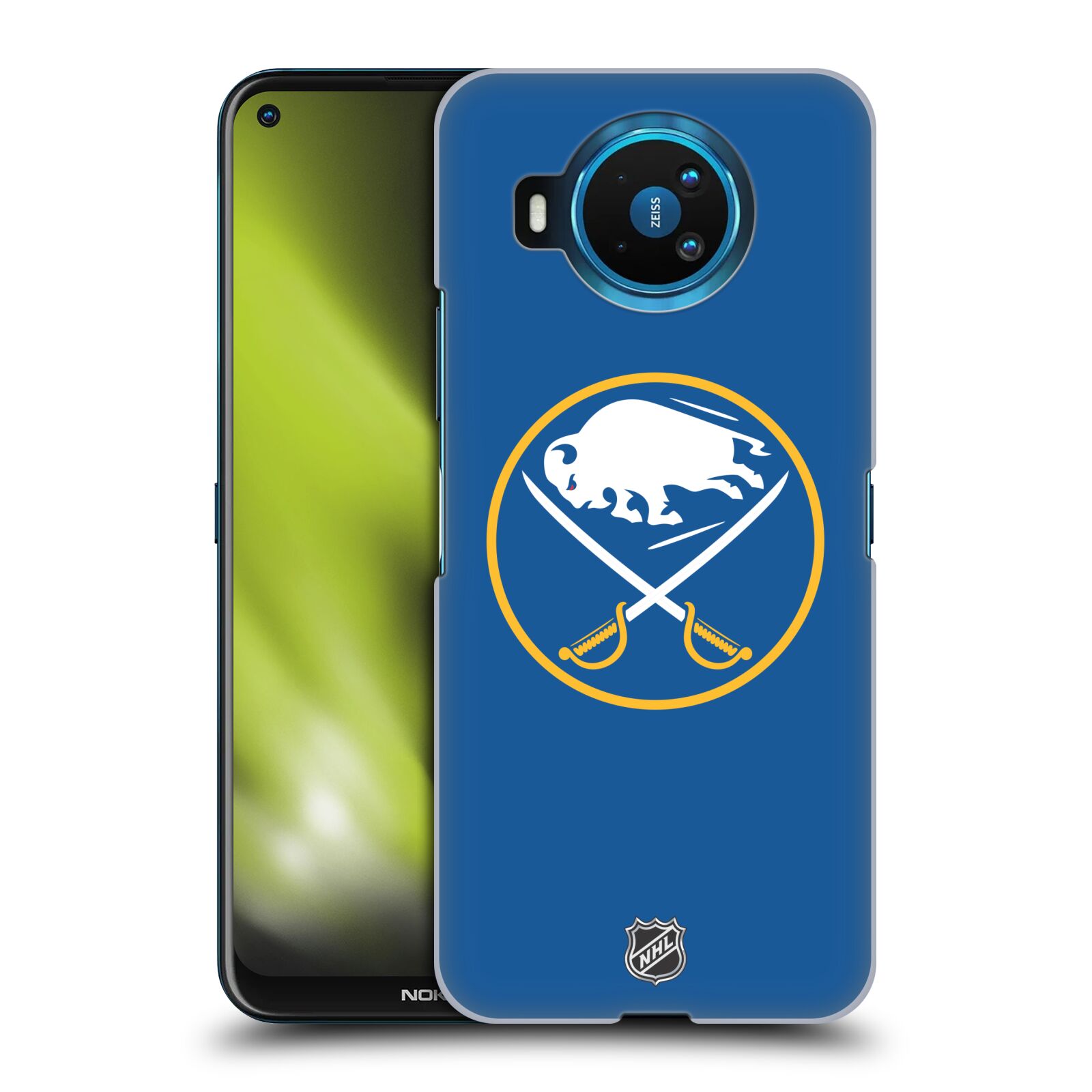 Pouzdro na mobil NOKIA 8.3 - HEAD CASE - Hokej NHL - Buffalo Sabres - modré pozadí