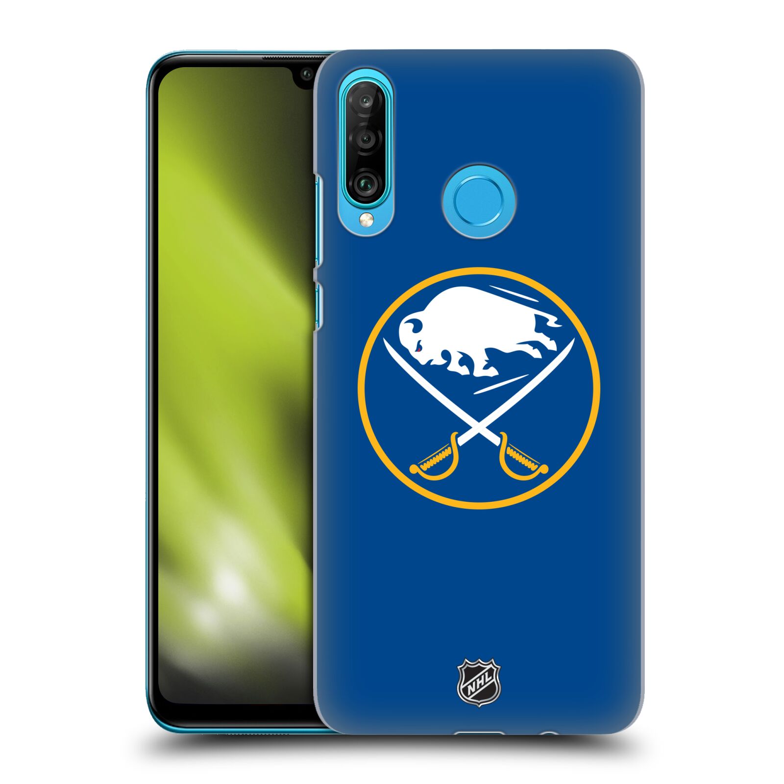 Pouzdro na mobil Huawei P30 LITE - HEAD CASE - Hokej NHL - Buffalo Sabres - modré pozadí