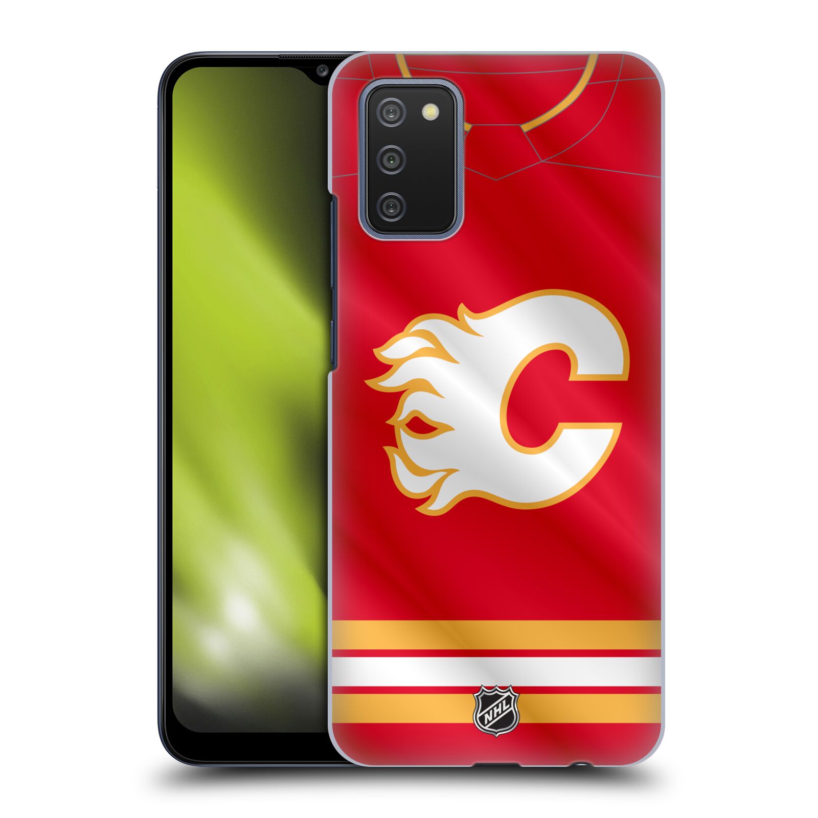 Pouzdro na mobil Samsung Galaxy A02s - HEAD CASE - Hokej NHL - Calgary Flames - Znak