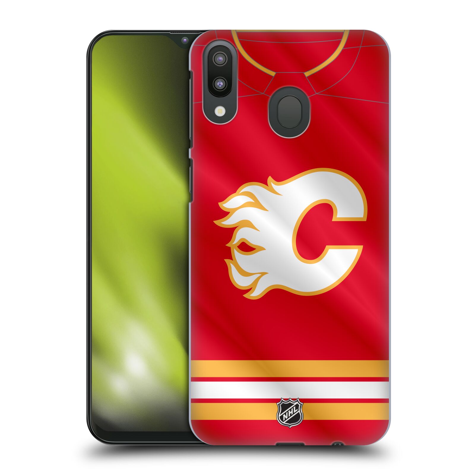 Pouzdro na mobil Samsung Galaxy M20 - HEAD CASE - Hokej NHL - Calgary Flames - Znak