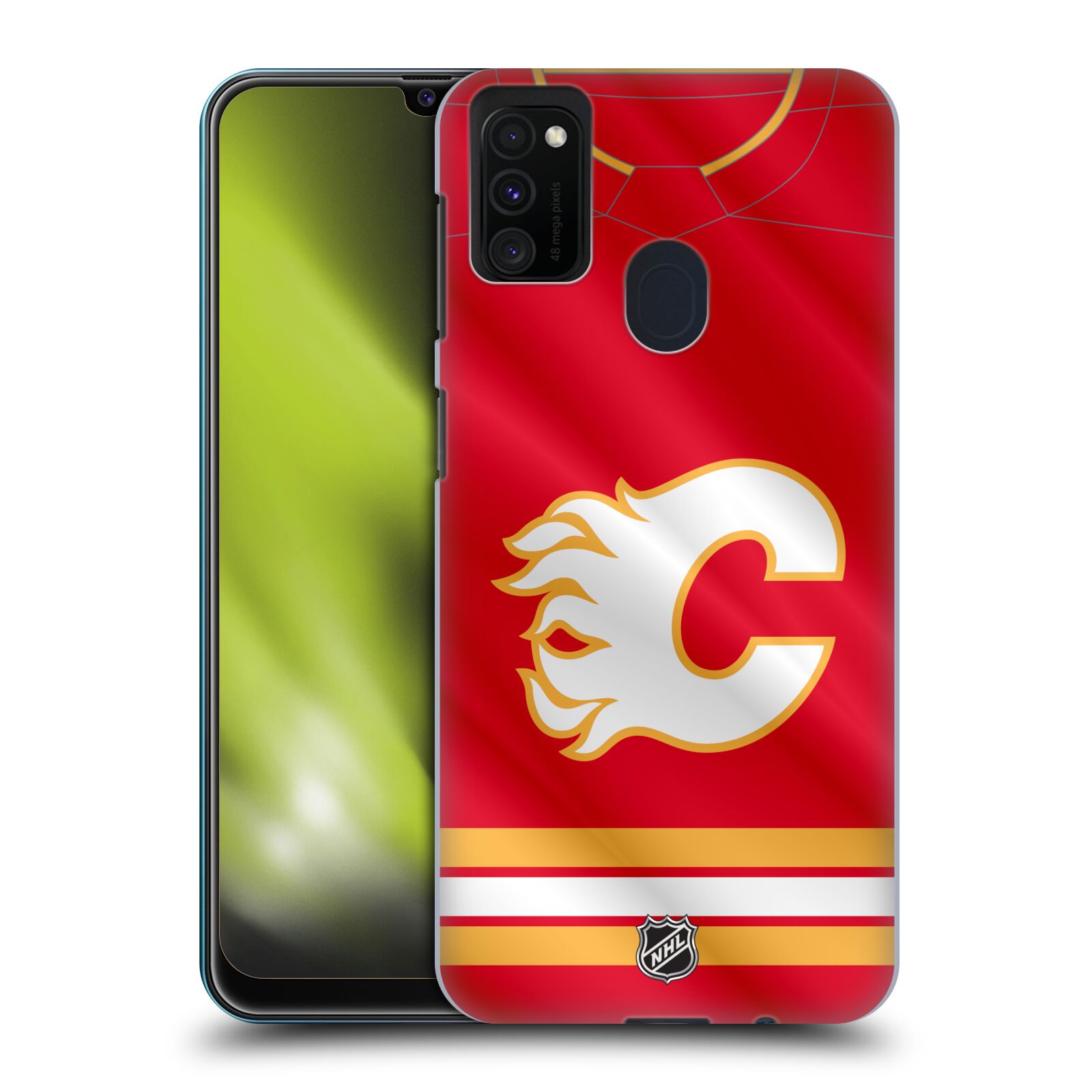 Pouzdro na mobil Samsung Galaxy M21 - HEAD CASE - Hokej NHL - Calgary Flames - Znak