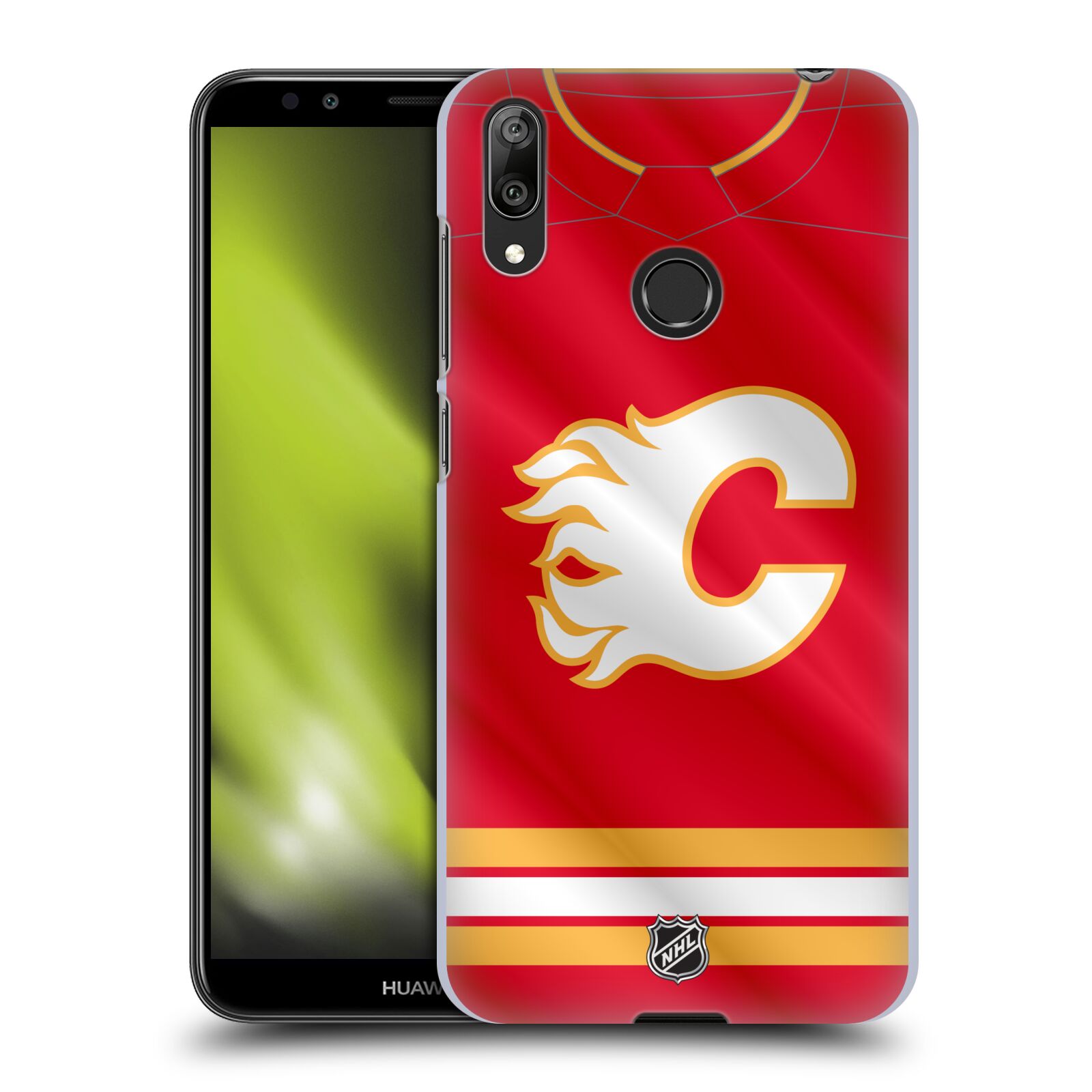 Pouzdro na mobil Huawei Y7 2019 - HEAD CASE - Hokej NHL - Calgary Flames - Znak