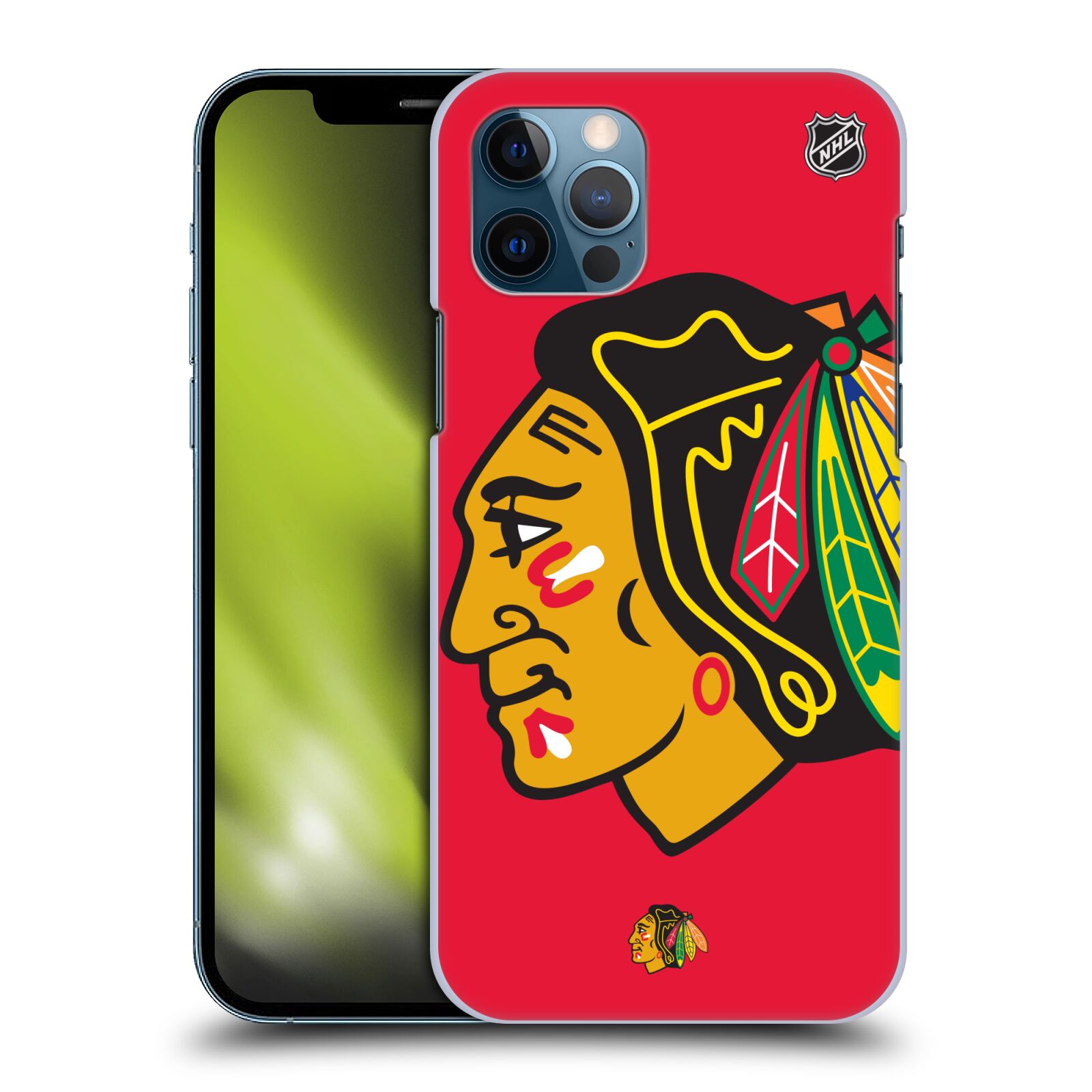 Pouzdro na mobil Apple Iphone 12 / 12 PRO - HEAD CASE - Hokej NHL - Chicago Blackhawks - Velký znak