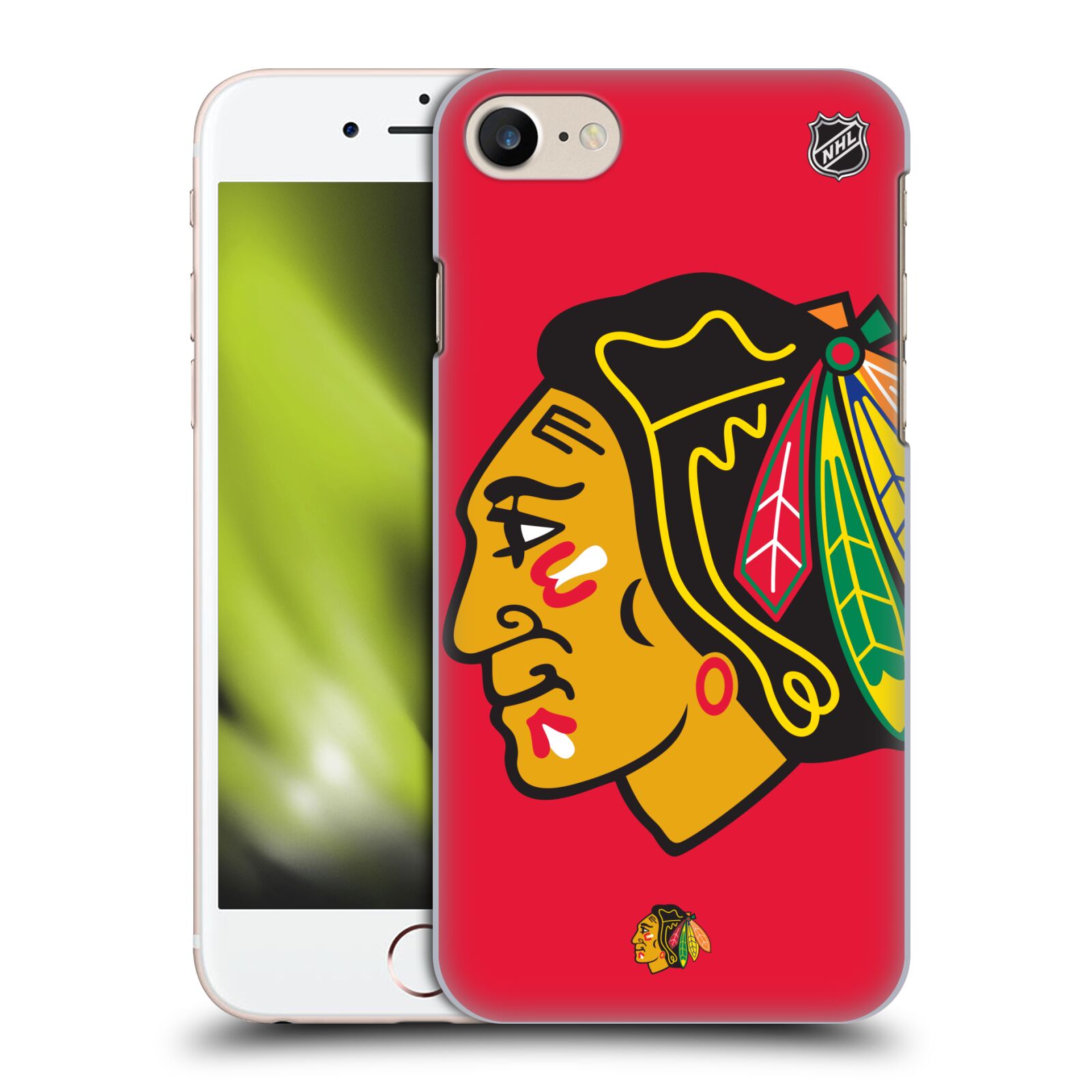 Pouzdro na mobil Apple Iphone 7/8 - HEAD CASE - Hokej NHL - Chicago Blackhawks - Velký znak