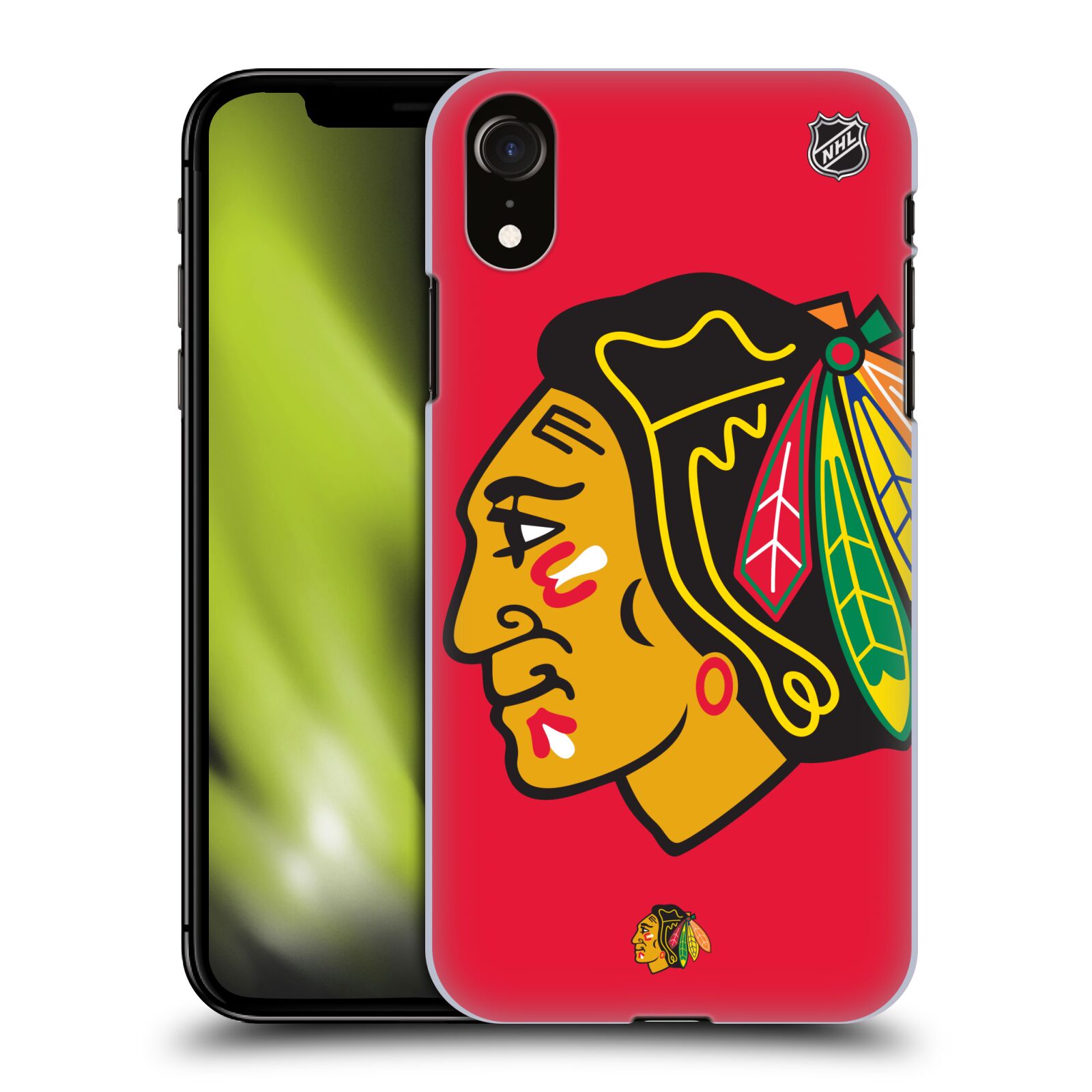 Pouzdro na mobil Apple Iphone XR - HEAD CASE - Hokej NHL - Chicago Blackhawks - Velký znak