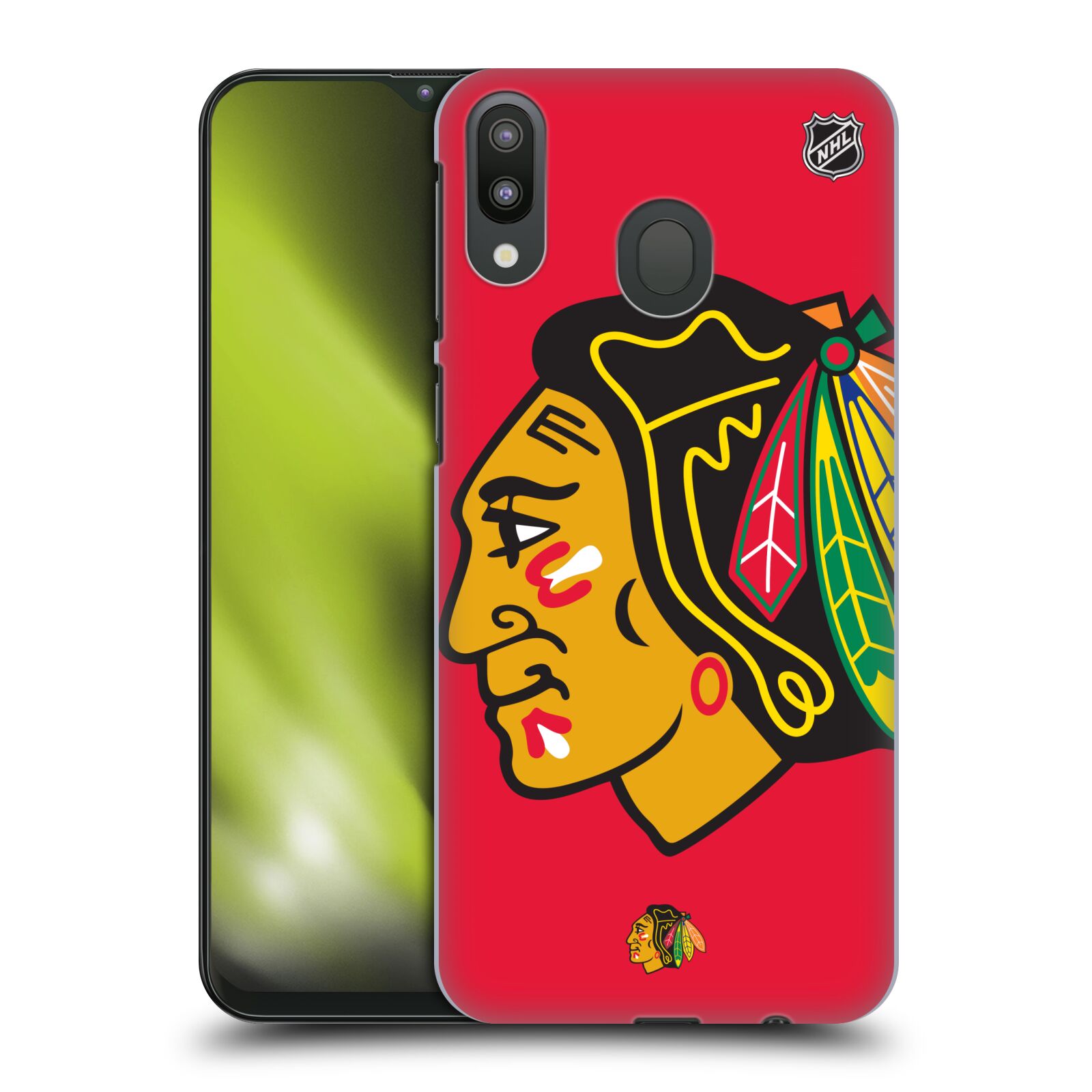 Pouzdro na mobil Samsung Galaxy M20 - HEAD CASE - Hokej NHL - Chicago Blackhawks - Velký znak
