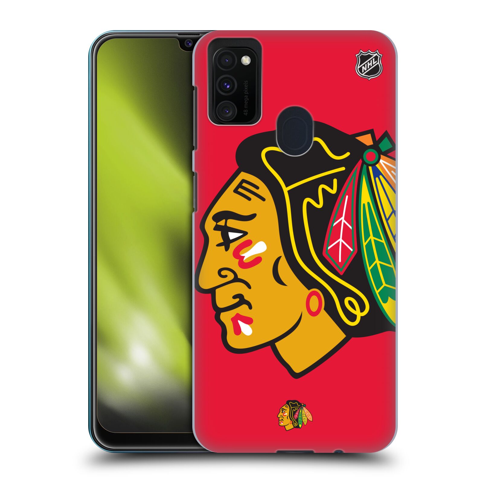 Pouzdro na mobil Samsung Galaxy M21 - HEAD CASE - Hokej NHL - Chicago Blackhawks - Velký znak