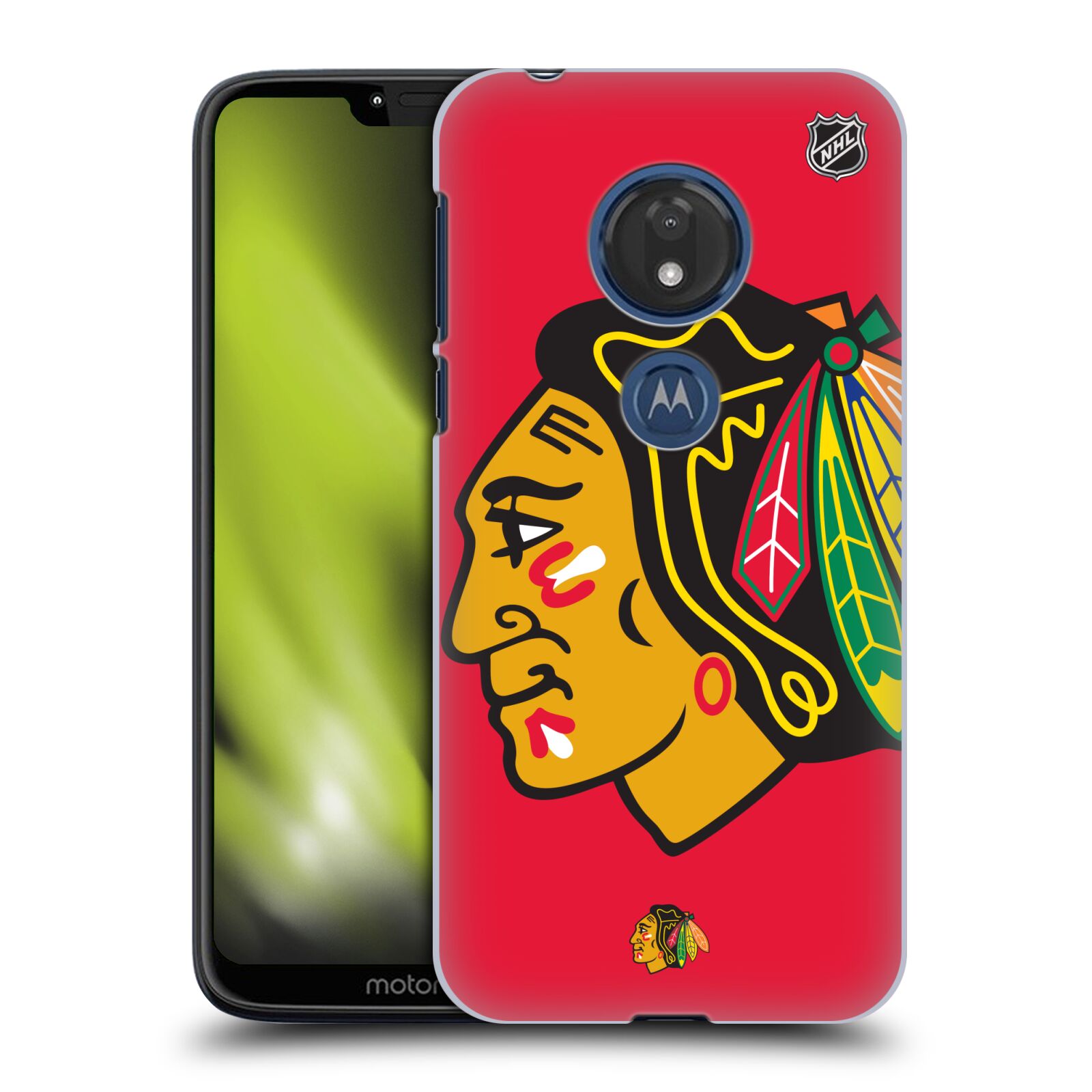 Pouzdro na mobil Motorola Moto G7 Play - HEAD CASE - Hokej NHL - Chicago Blackhawks - Velký znak