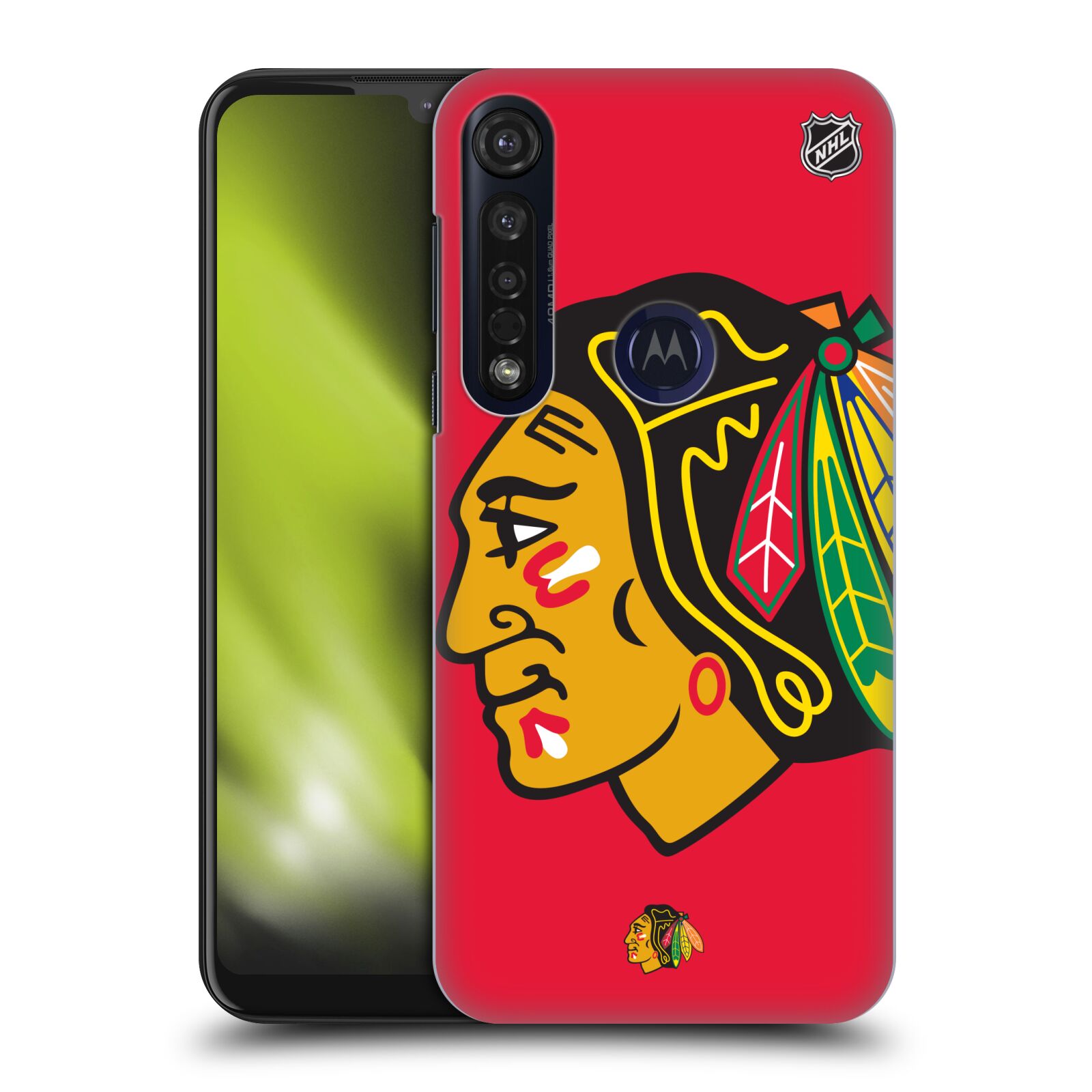 Pouzdro na mobil Motorola Moto G8 PLUS - HEAD CASE - Hokej NHL - Chicago Blackhawks - Velký znak