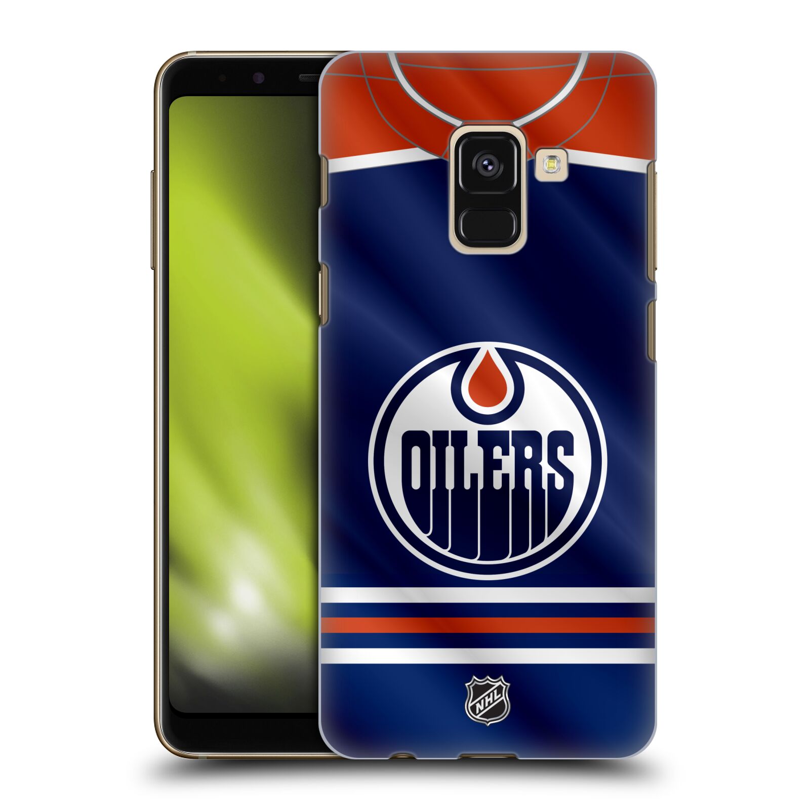 Pouzdro na mobil Samsung Galaxy A8+ 2018, A8 PLUS 2018 - HEAD CASE - Hokej NHL - Edmonton Oilers - Dres