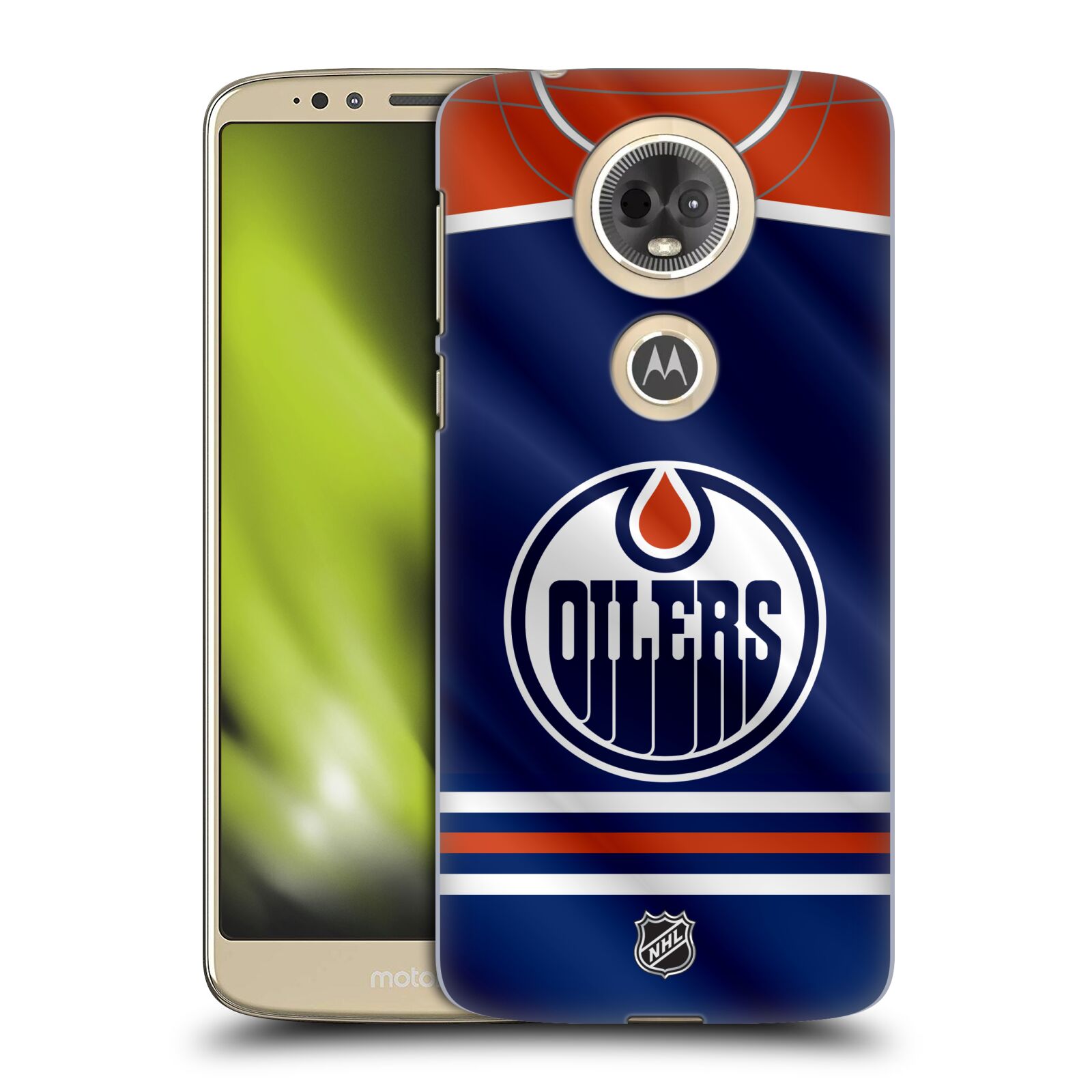 Pouzdro na mobil Motorola Moto E5 PLUS - HEAD CASE - Hokej NHL - Edmonton Oilers - Dres