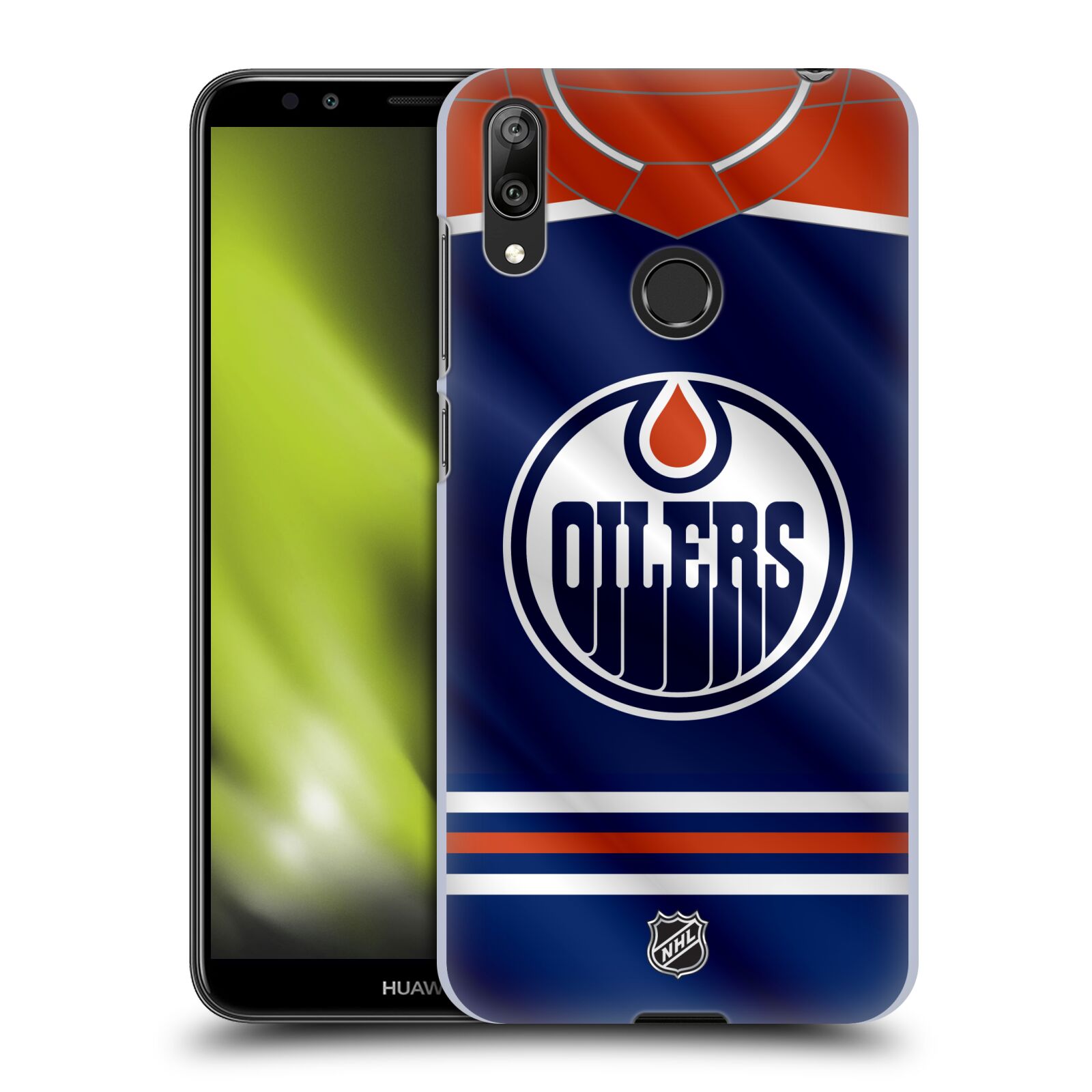 Pouzdro na mobil Huawei Y7 2019 - HEAD CASE - Hokej NHL - Edmonton Oilers - Dres