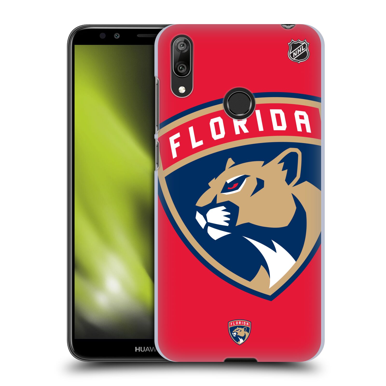 Pouzdro na mobil Huawei Y7 2019 - HEAD CASE - Hokej NHL - Florida Panthers - Velký znak