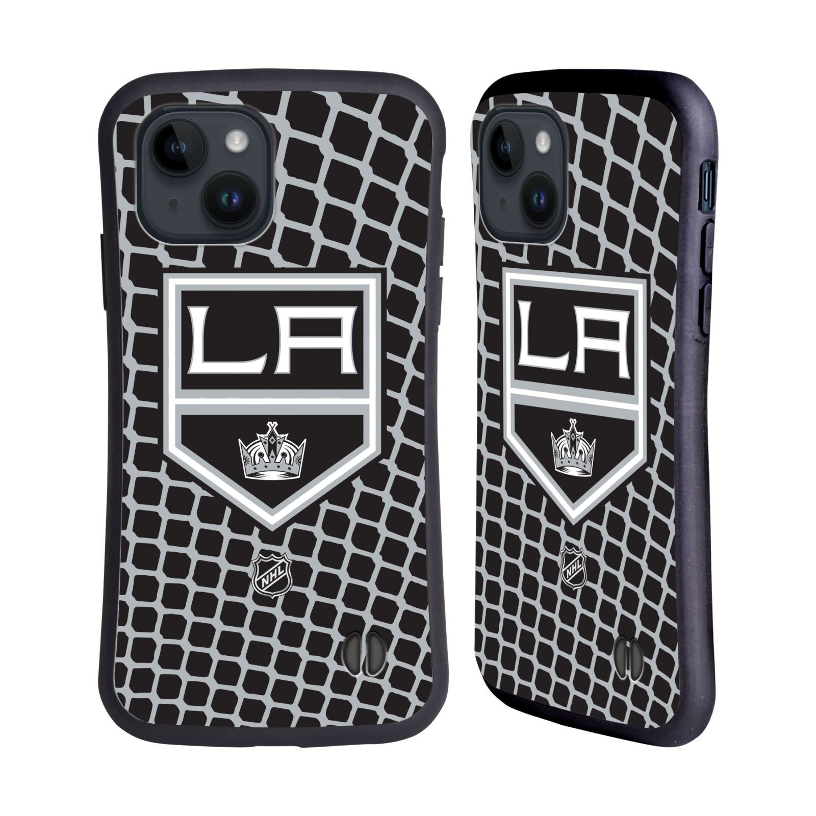 Obal na mobil Apple iPhone 15 - HEAD CASE - NHL - Los Angeles Kings - znak v síti