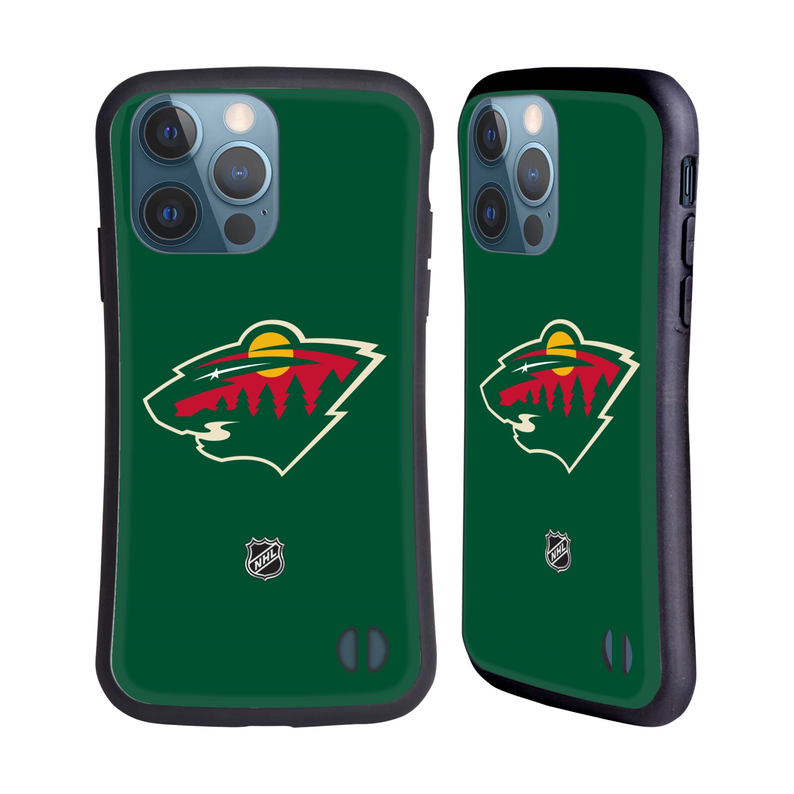 Obal na mobil Apple iPhone 13 PRO - HEAD CASE - NHL - Minnesota Wild - znak zelené pozadí