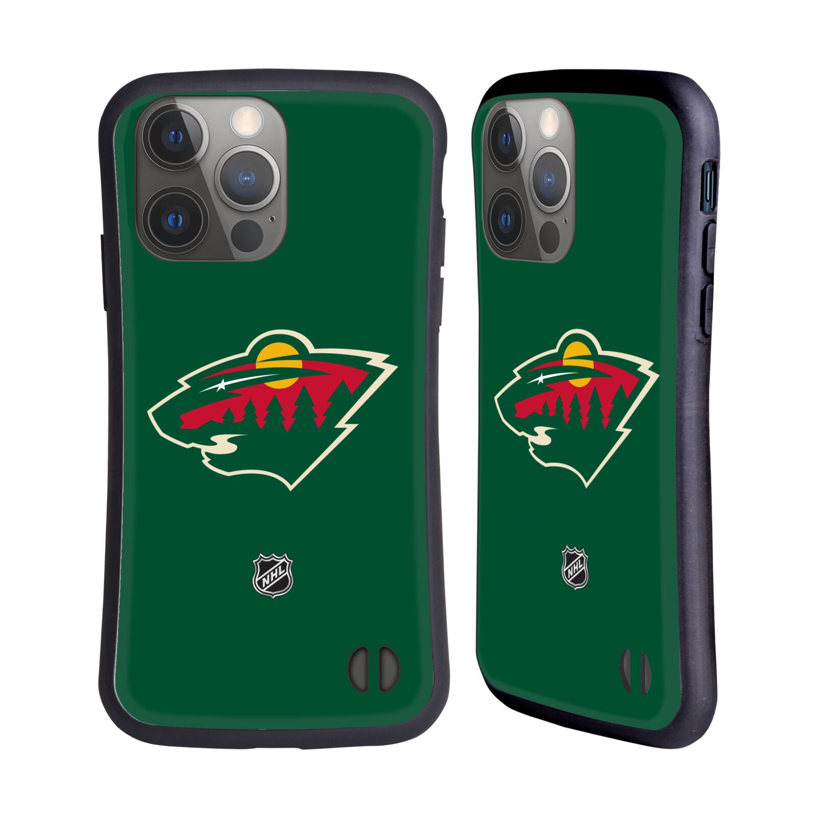 Obal na mobil Apple iPhone 14 PRO - HEAD CASE - NHL - Minnesota Wild - znak zelené pozadí