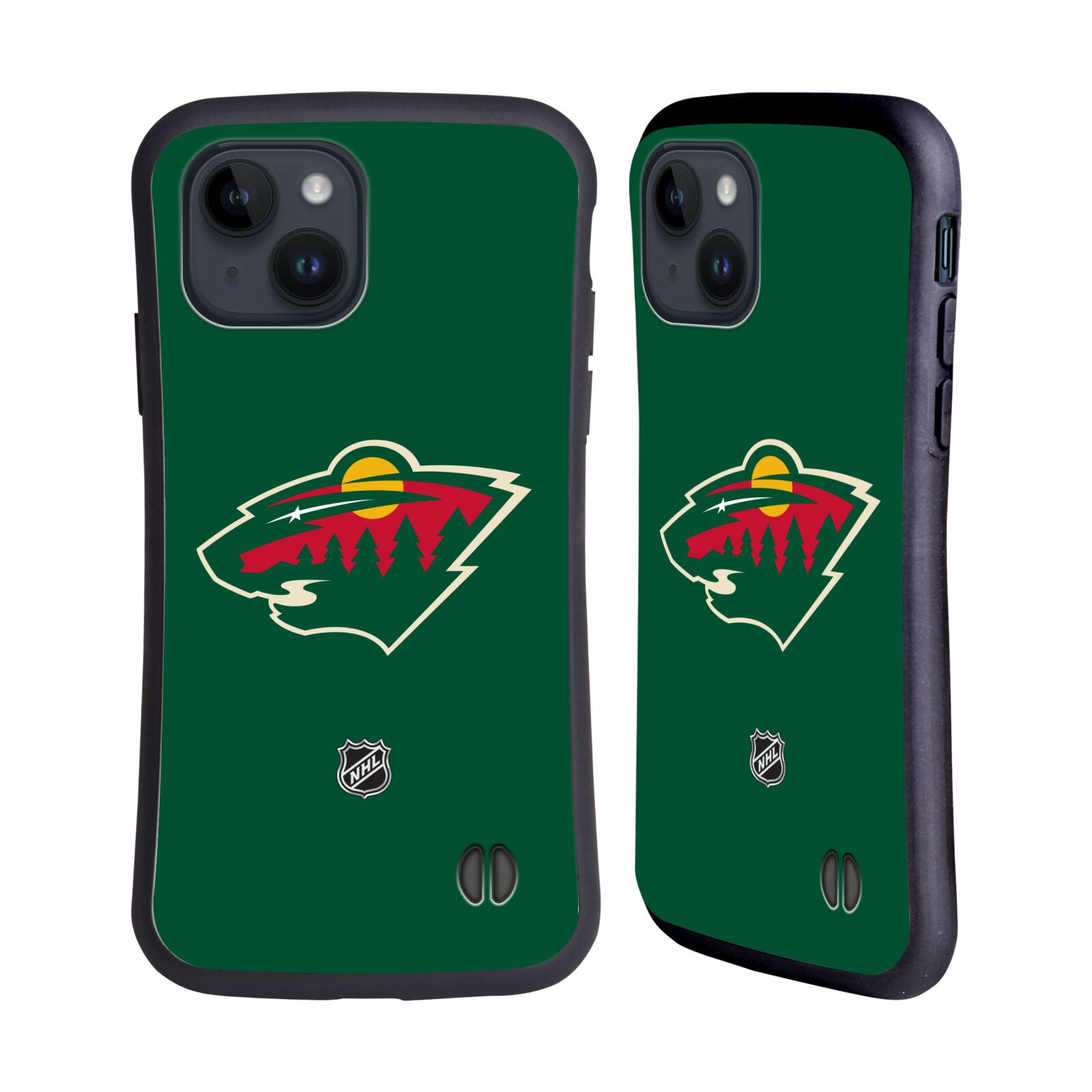 Obal na mobil Apple iPhone 15 - HEAD CASE - NHL - Minnesota Wild - znak zelené pozadí