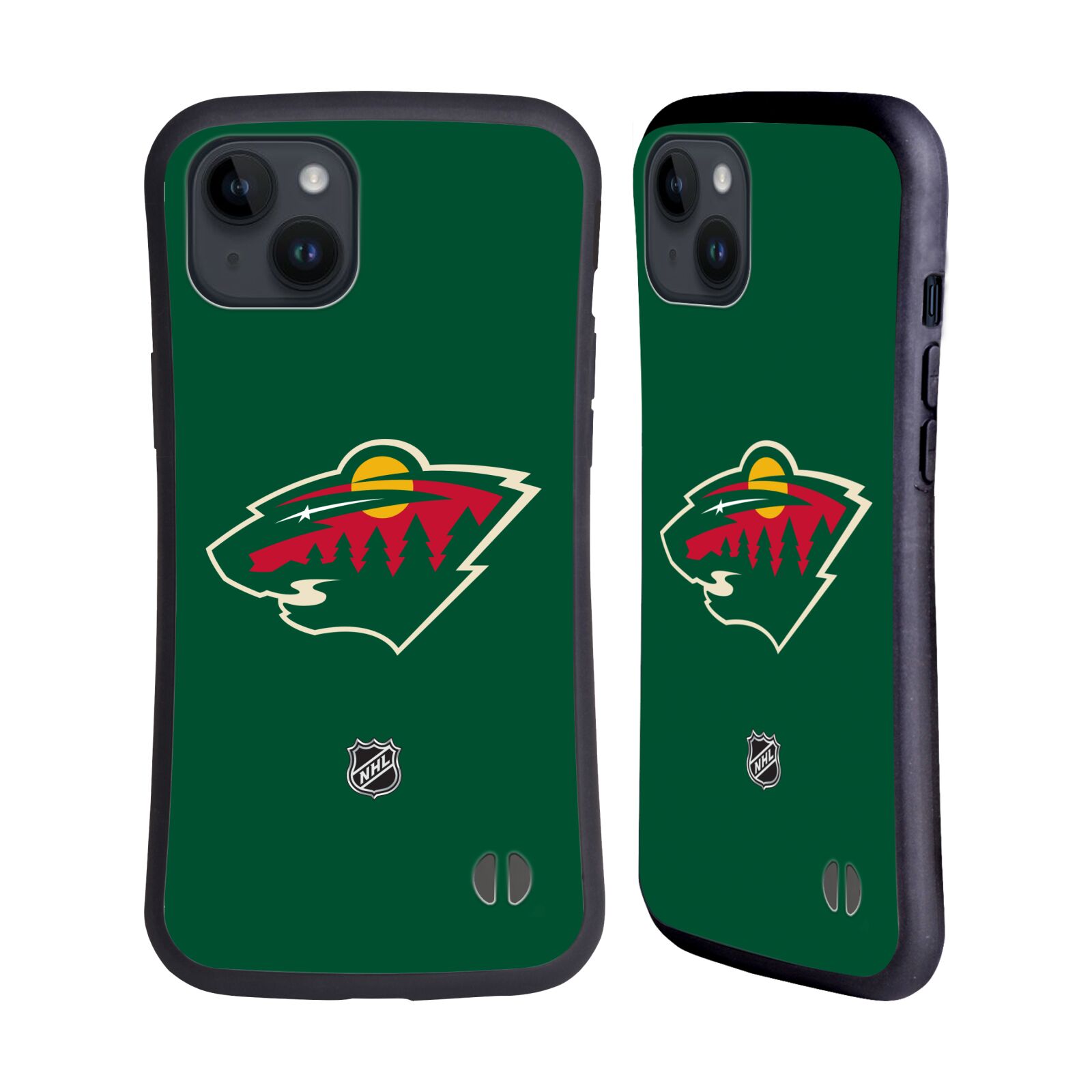 Obal na mobil Apple iPhone 15 PLUS - HEAD CASE - NHL - Minnesota Wild - znak zelené pozadí
