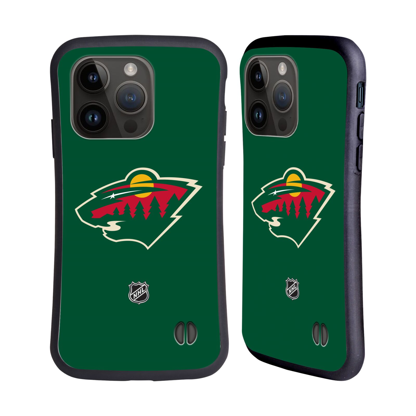 Obal na mobil Apple iPhone 15 PRO - HEAD CASE - NHL - Minnesota Wild - znak zelené pozadí
