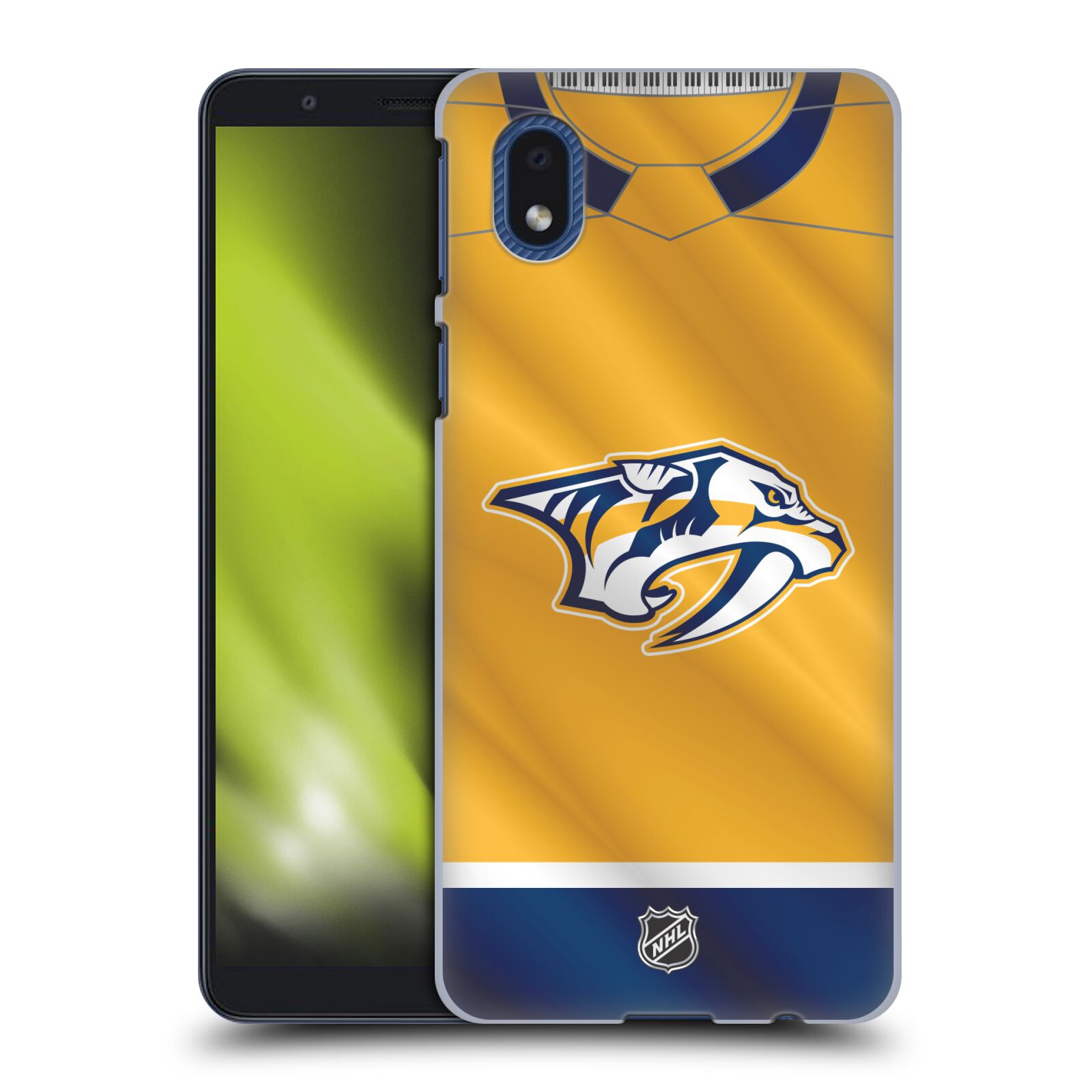 Pouzdro na mobil Samsung Galaxy A01 CORE - HEAD CASE - Hokej NHL - Nashville Predators - Dres