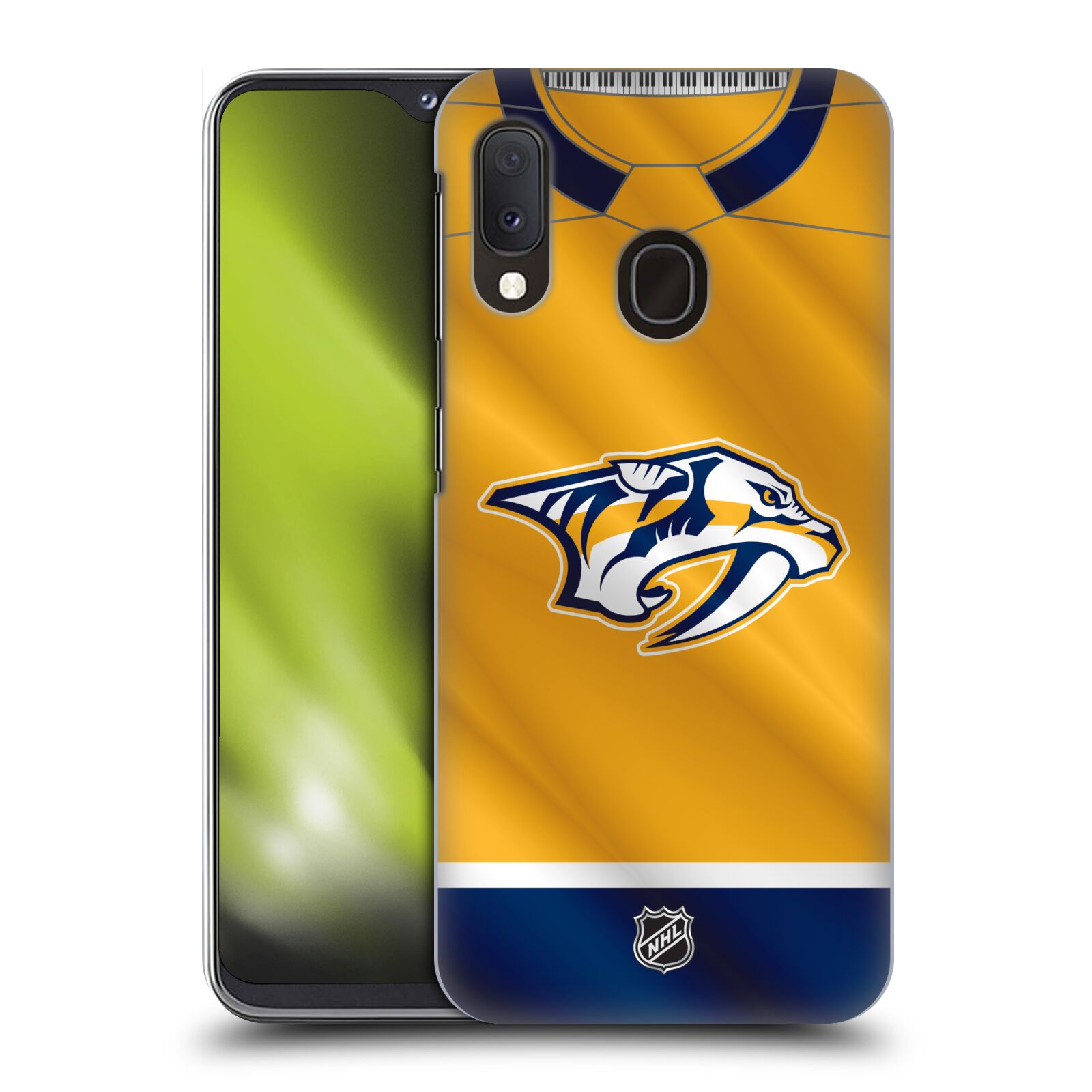 Pouzdro na mobil Samsung Galaxy A20e - HEAD CASE - Hokej NHL - Nashville Predators - Dres