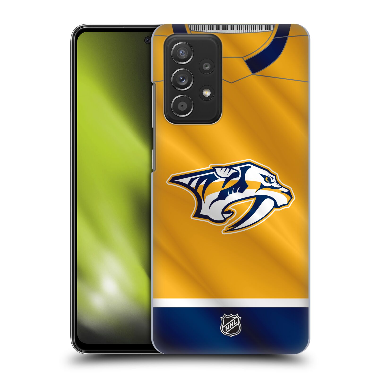 Pouzdro na mobil Samsung Galaxy A52 / A52 5G / A52s 5G - HEAD CASE - Hokej NHL - Nashville Predators - Dres