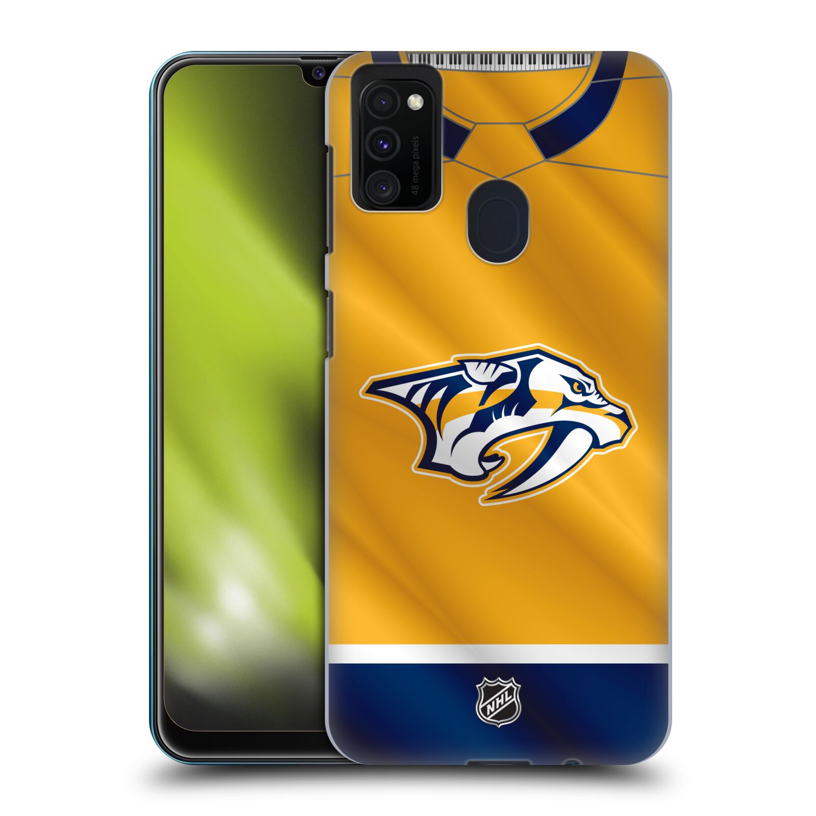 Pouzdro na mobil Samsung Galaxy M21 - HEAD CASE - Hokej NHL - Nashville Predators - Dres