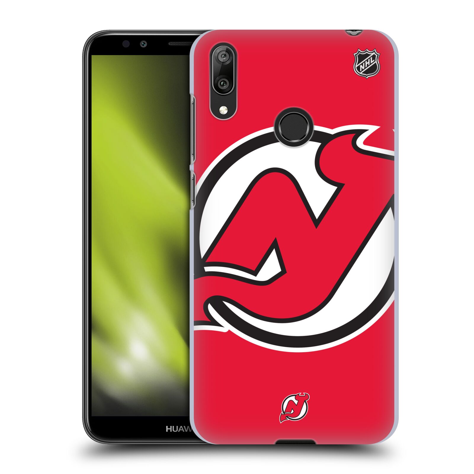 Pouzdro na mobil Huawei Y7 2019 - HEAD CASE - Hokej NHL - New Jersey Devils - Velký znak