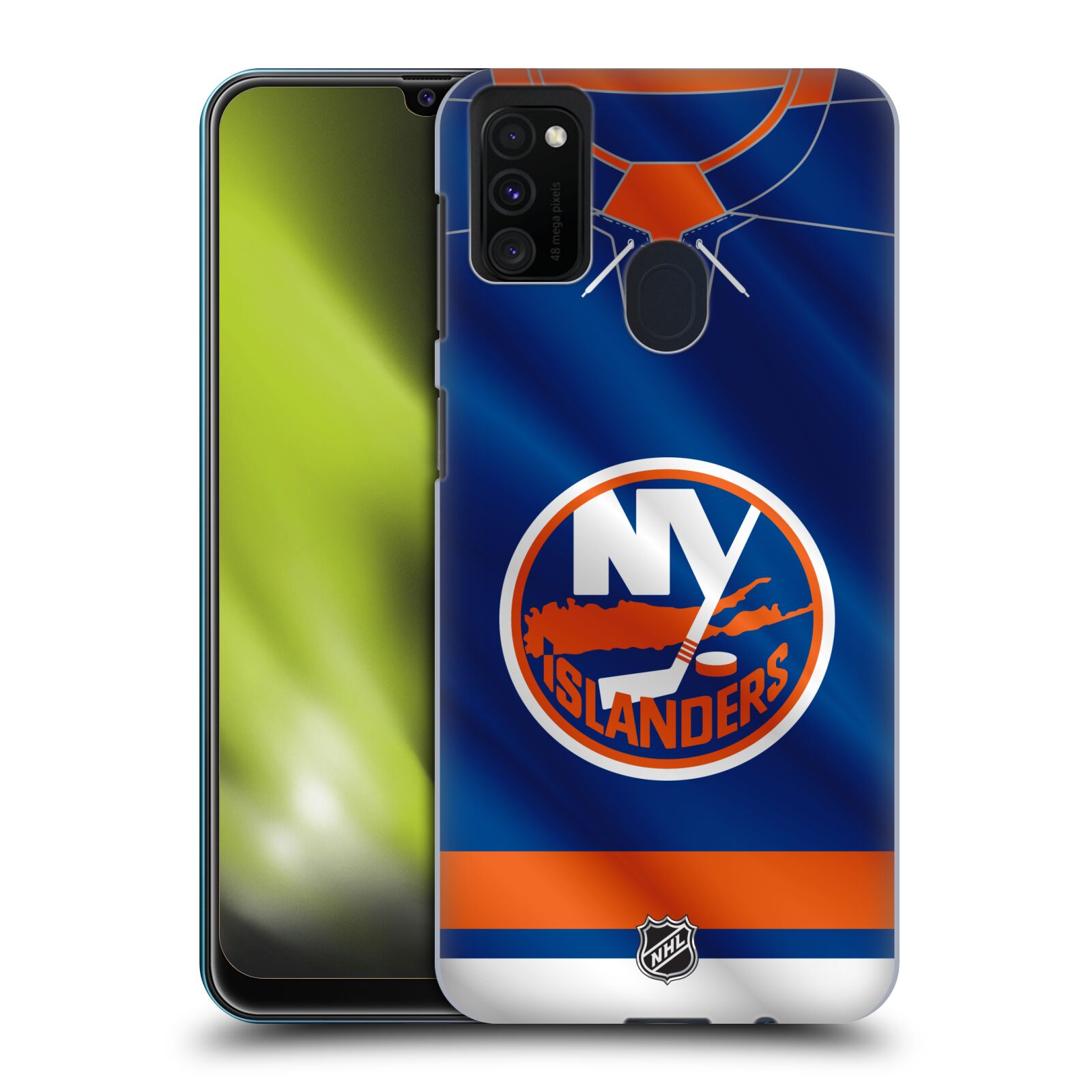 Pouzdro na mobil Samsung Galaxy M21 - HEAD CASE - Hokej NHL - New York Islanders - Dres