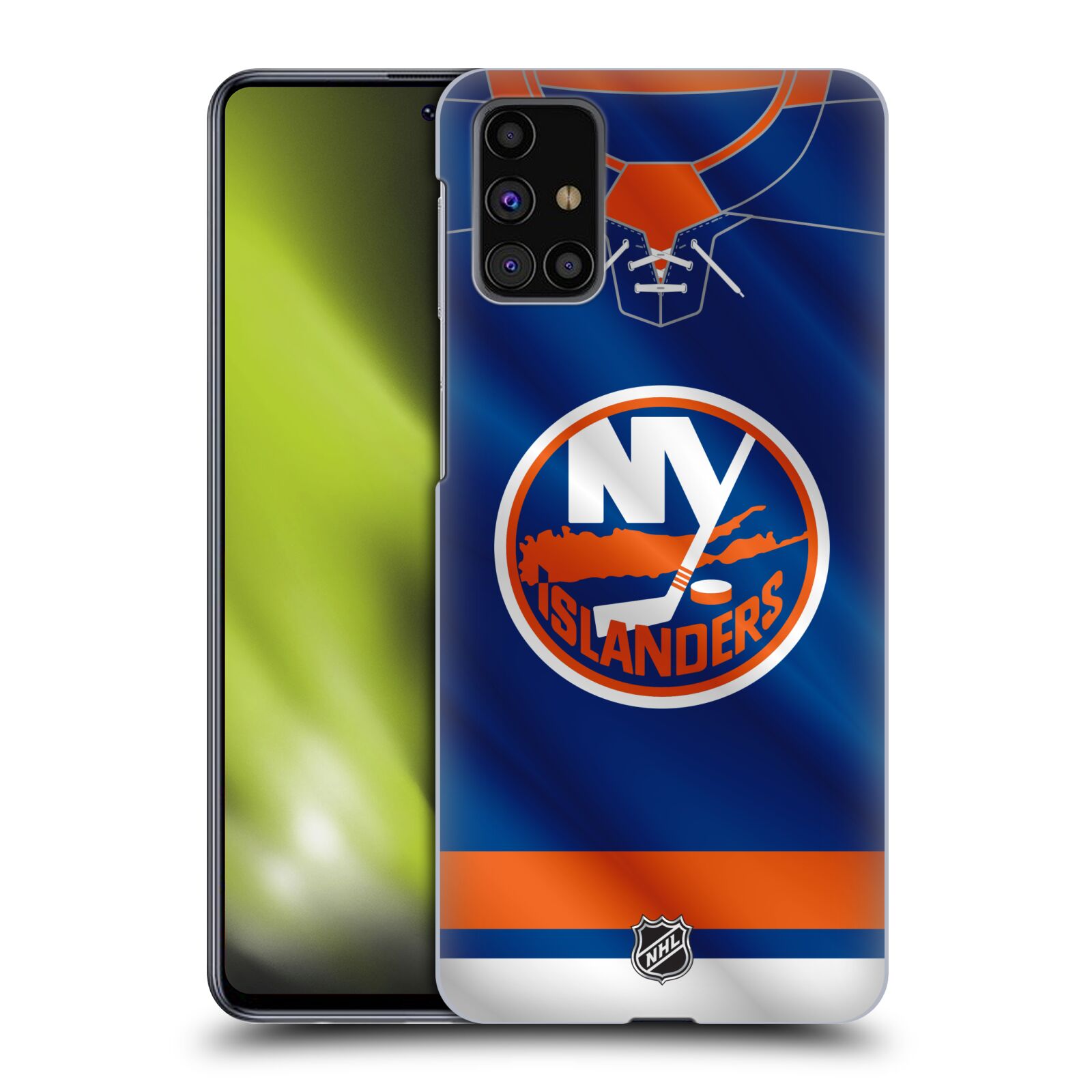 Pouzdro na mobil Samsung Galaxy M31s - HEAD CASE - Hokej NHL - New York Islanders - Dres