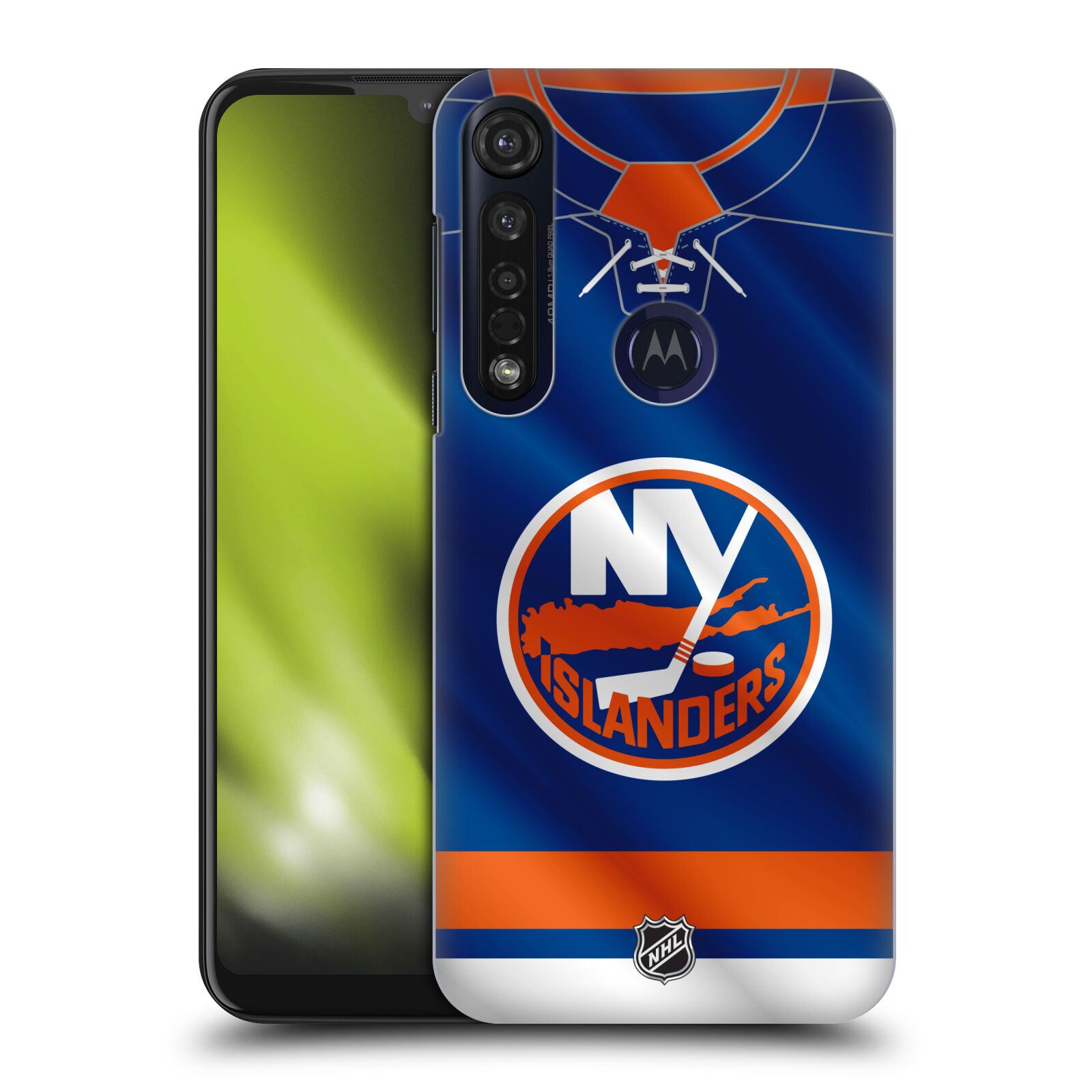 Pouzdro na mobil Motorola Moto G8 PLUS - HEAD CASE - Hokej NHL - New York Islanders - Dres