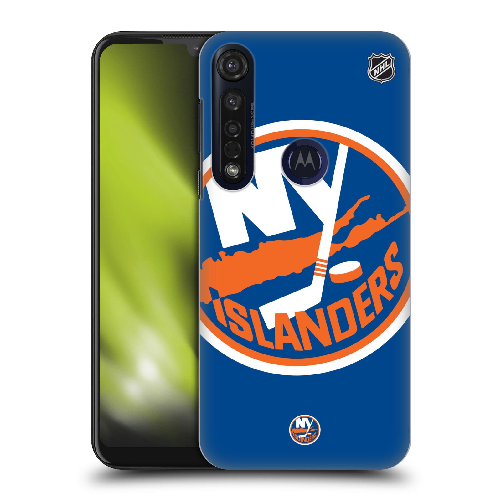 Pouzdro na mobil Motorola Moto G8 PLUS - HEAD CASE - Hokej NHL - New York Islanders - Velký znak