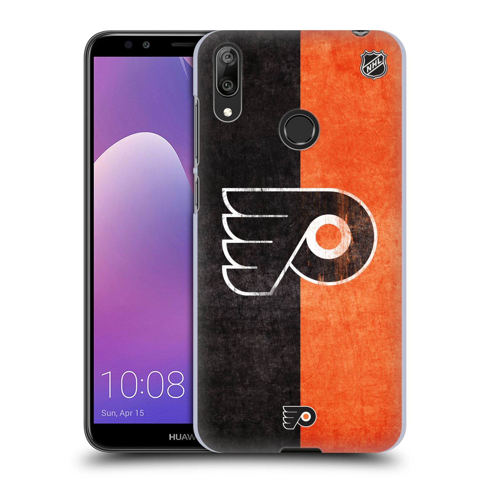 Pouzdro na mobil Huawei Y7 2019 - HEAD CASE - Hokej NHL - Philadelphia Flyers - Znak oldschool