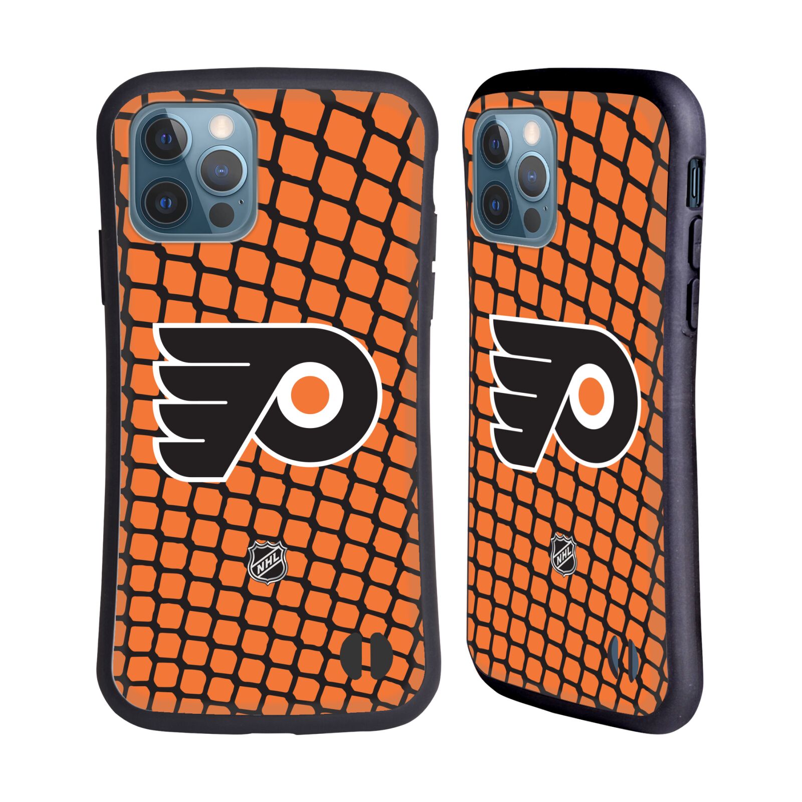 Obal na mobil Apple iPhone 12 / 12 PRO - HEAD CASE - NHL - Philadelphia Flyers znak v síti