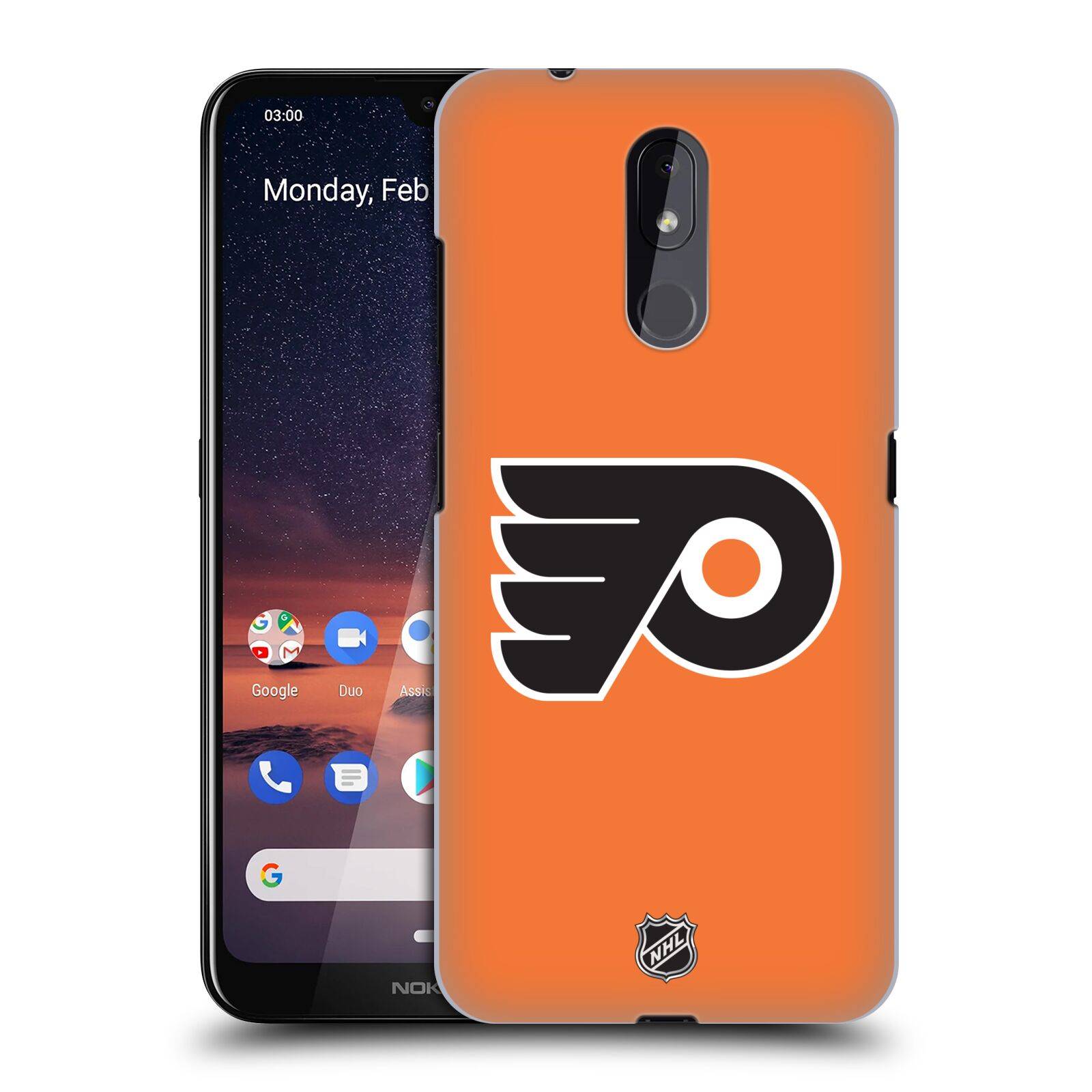 Pouzdro na mobil Nokia 3.2 - HEAD CASE - Hokej NHL - Philadelphia Flyers - Znak oranžová