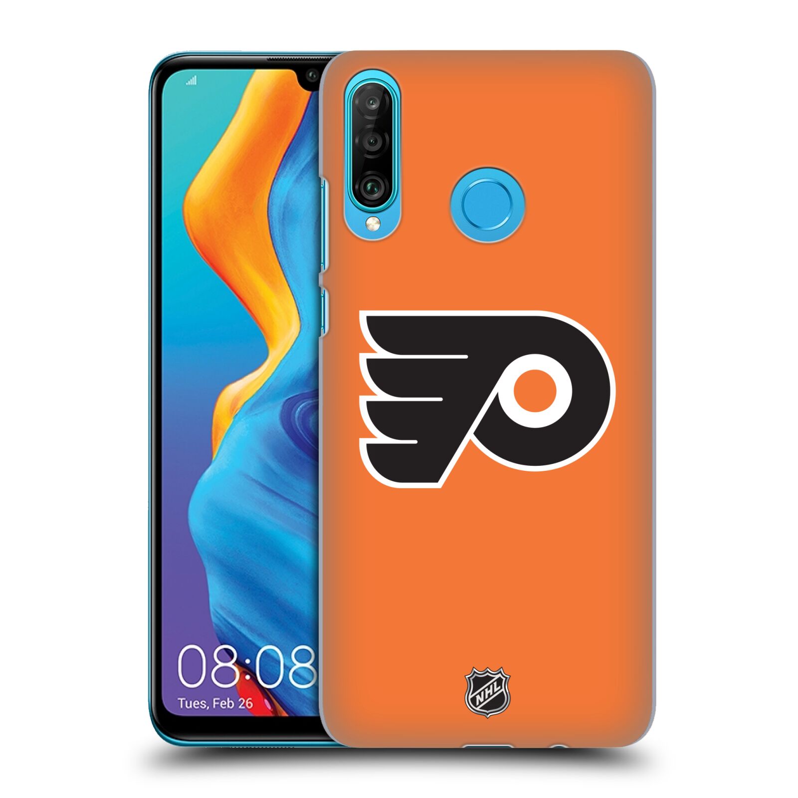 Pouzdro na mobil Huawei P30 LITE - HEAD CASE - Hokej NHL - Philadelphia Flyers - Znak oranžová