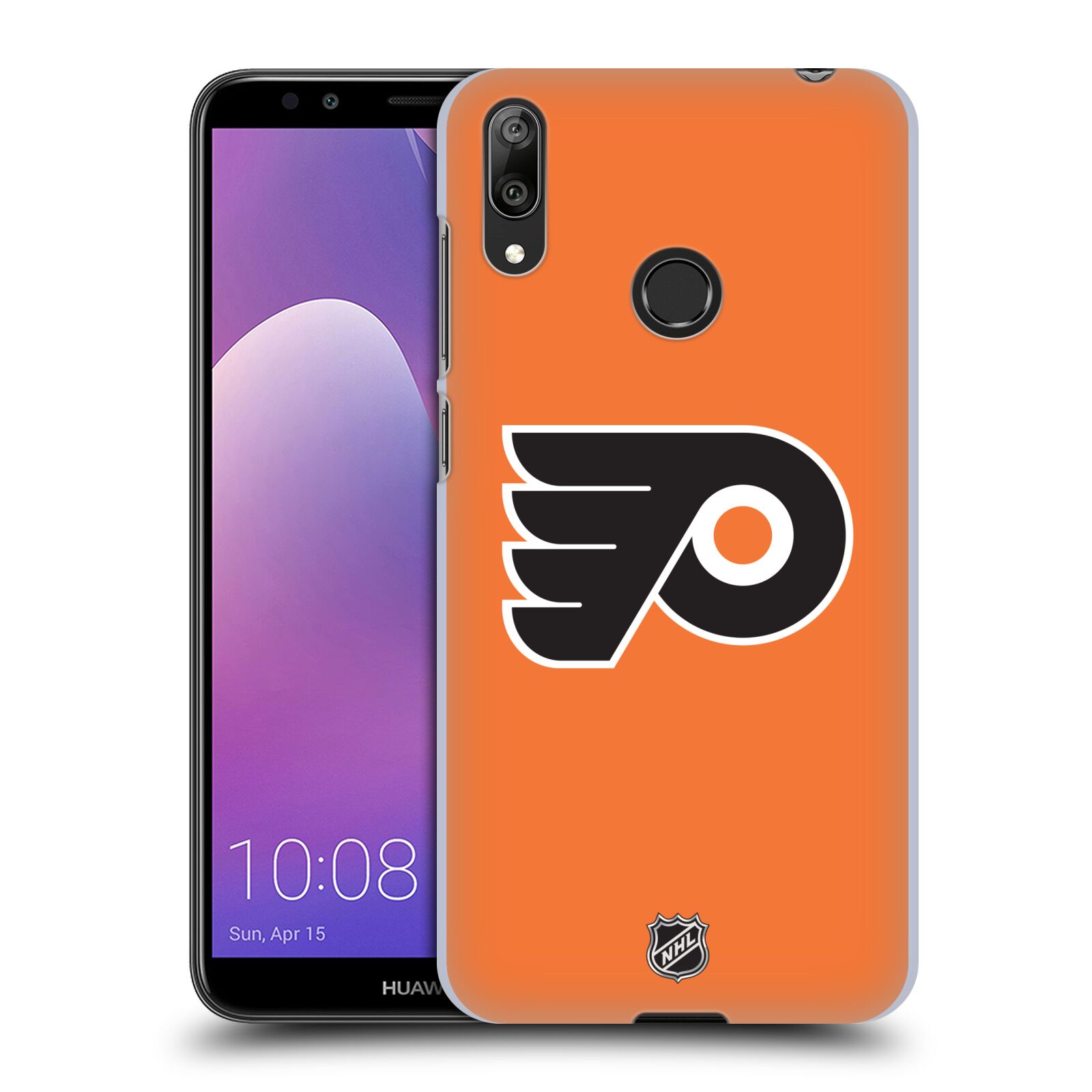 Pouzdro na mobil Huawei Y7 2019 - HEAD CASE - Hokej NHL - Philadelphia Flyers - Znak oranžová