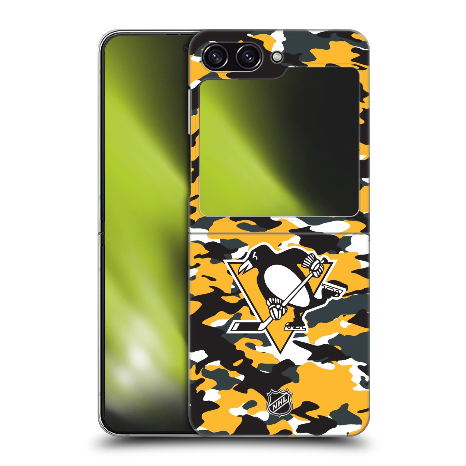 Plastový obal HEAD CASE na mobil Samsung Galaxy Z Flip 5  Hokej NHL - Pittsburgh Penguins - kamufláž znak
